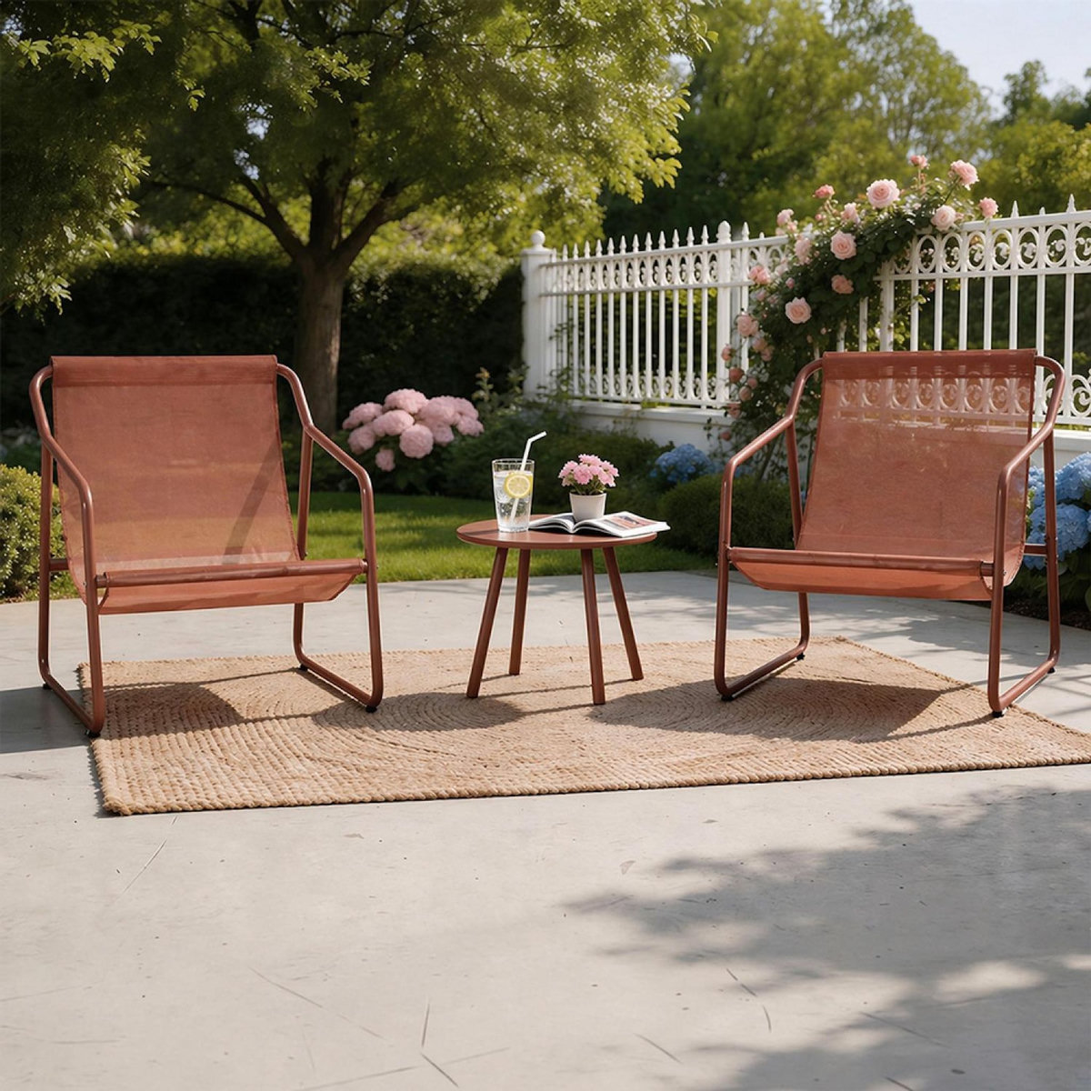 CONCEPT USINE Ensemble de jardin 2 fauteuils terracotta avec table basse ATRANI