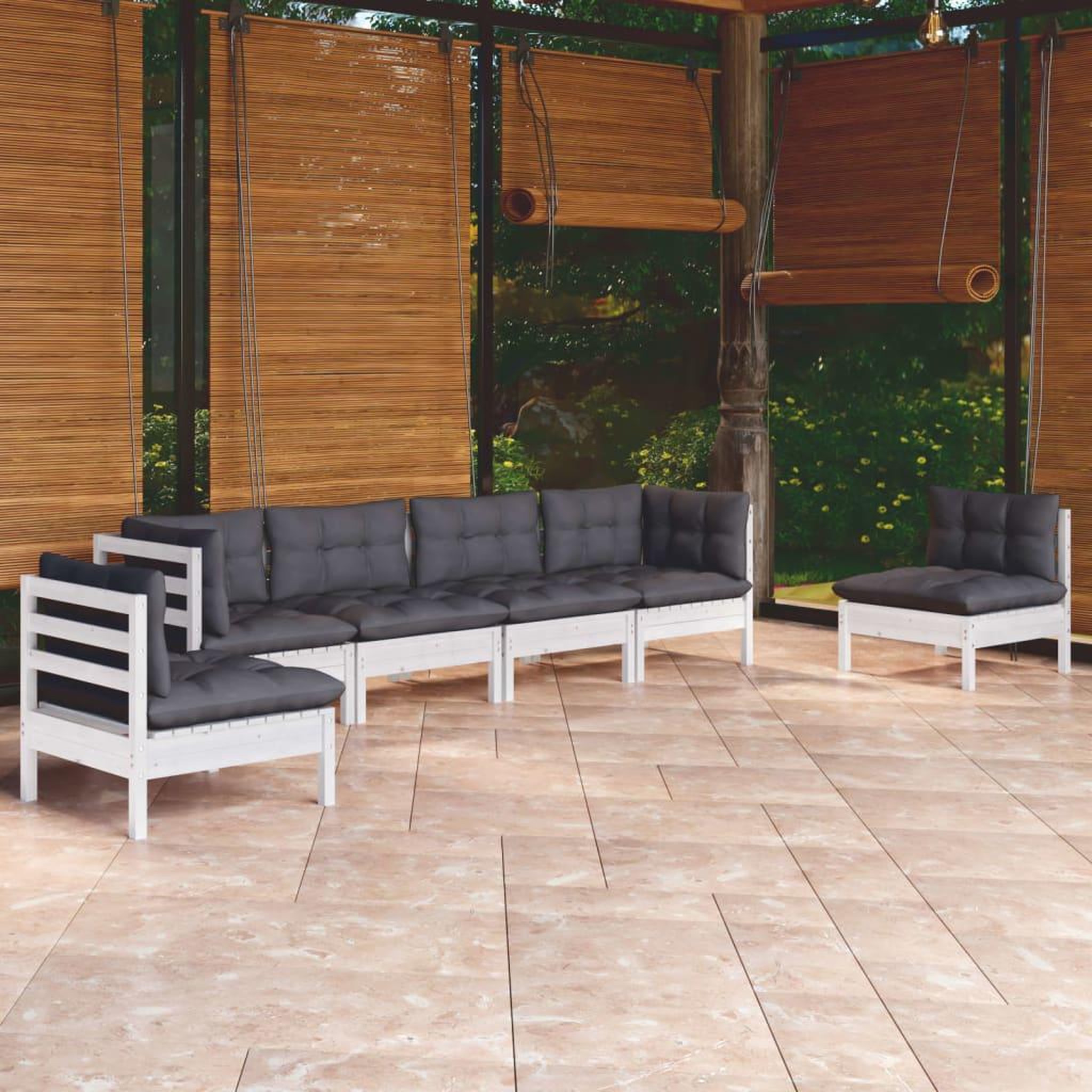 Voir la diapositive 1 : VIDAXL Salon de jardin 6 pcs avec coussins bois de pin massif