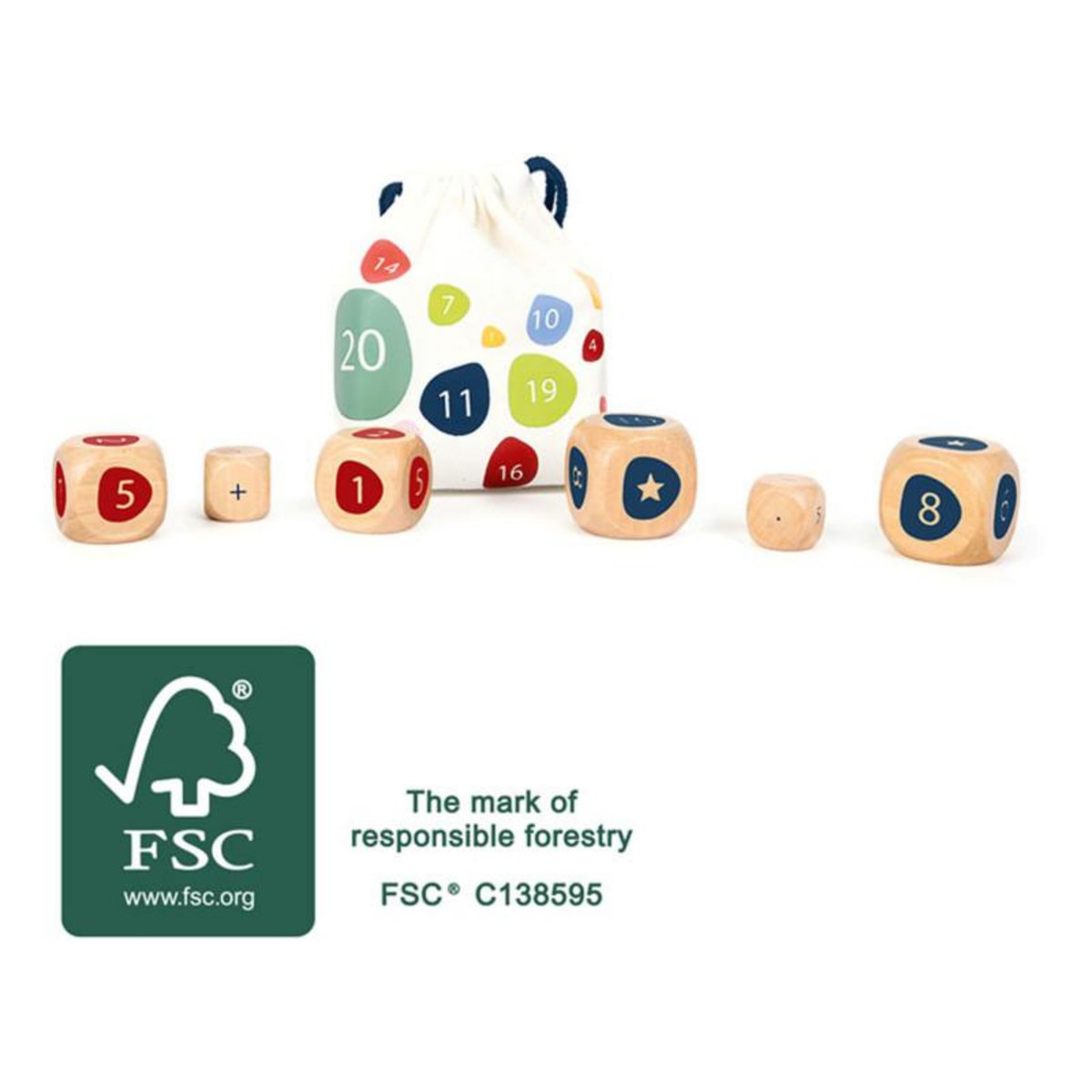 SMALL FOOT Small Foot - Wooden Dice with Maths 11368