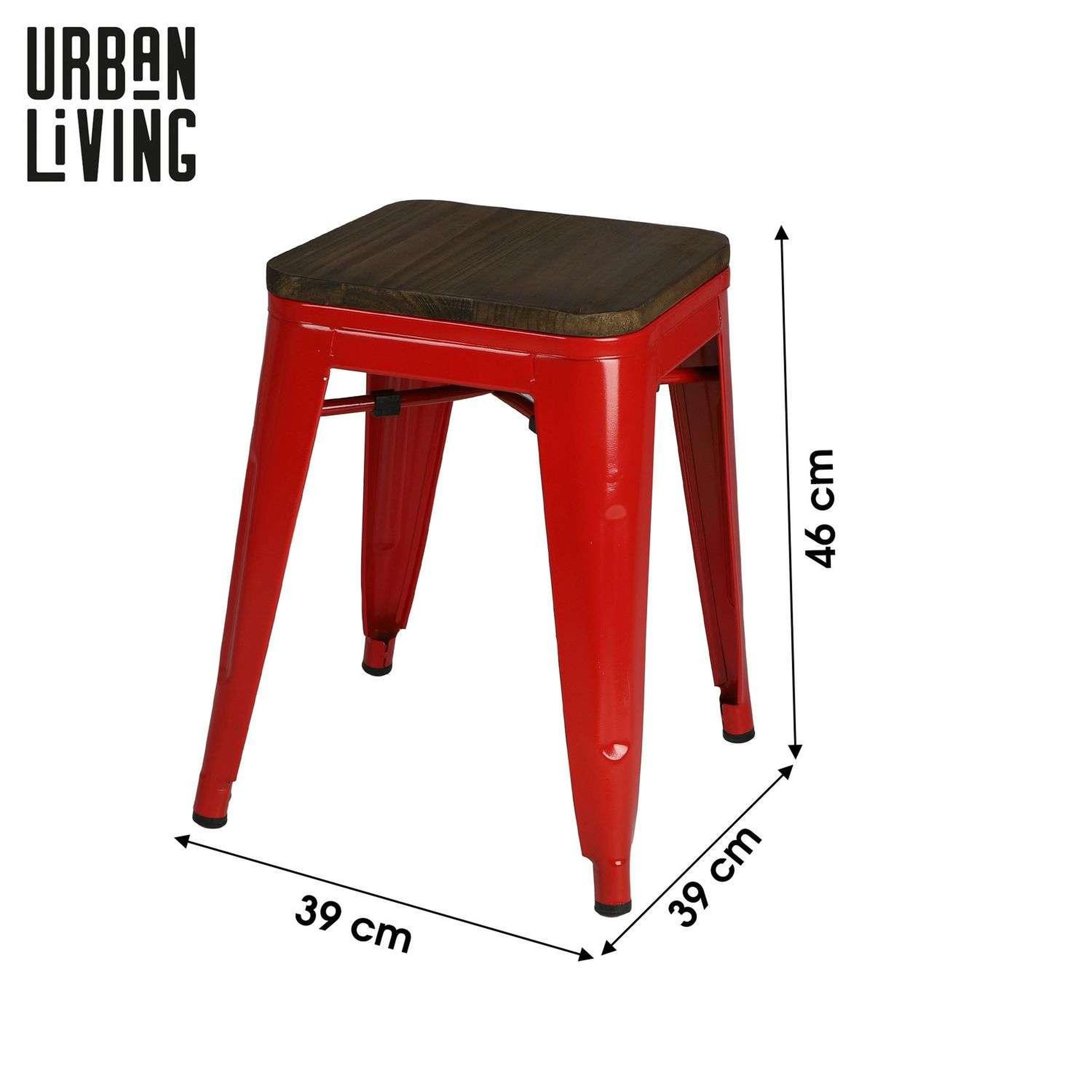 Voir la diapositive 3 : TOILINUX Lot de 4 tabourets vintage Liv H46 cm - Rouge