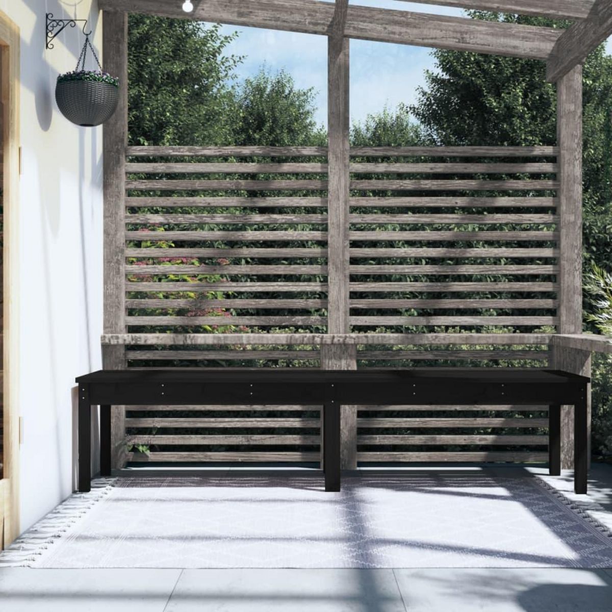 VIDAXL Banc de jardin a 2 places noir 203,5x44x45cm bois massif de pin