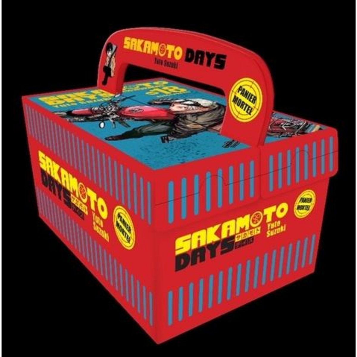 SAKAMOTO DAYS TOME 18 : BATAILLE DERANGEE. EDITION PANIER MORTEL AVEC 1 TABLIER, 1 TOTEBAG, 1 PORTE-JETON DE CADDUE, 1 JAQUETTE ALTERNATIVE INEDITE ET 4 EX-LIBRIS, EDITION COLLECTOR, Suzuki Yuto