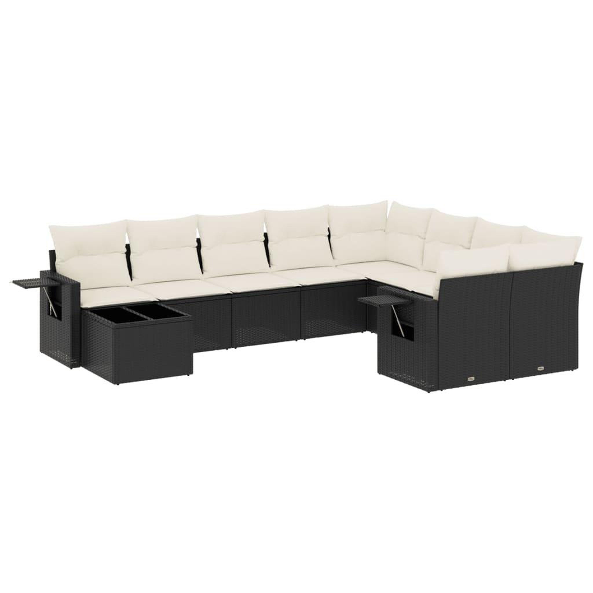 Voir la diapositive 2 : VIDAXL Salon de jardin 10 pcs avec coussins noir resine tressee
