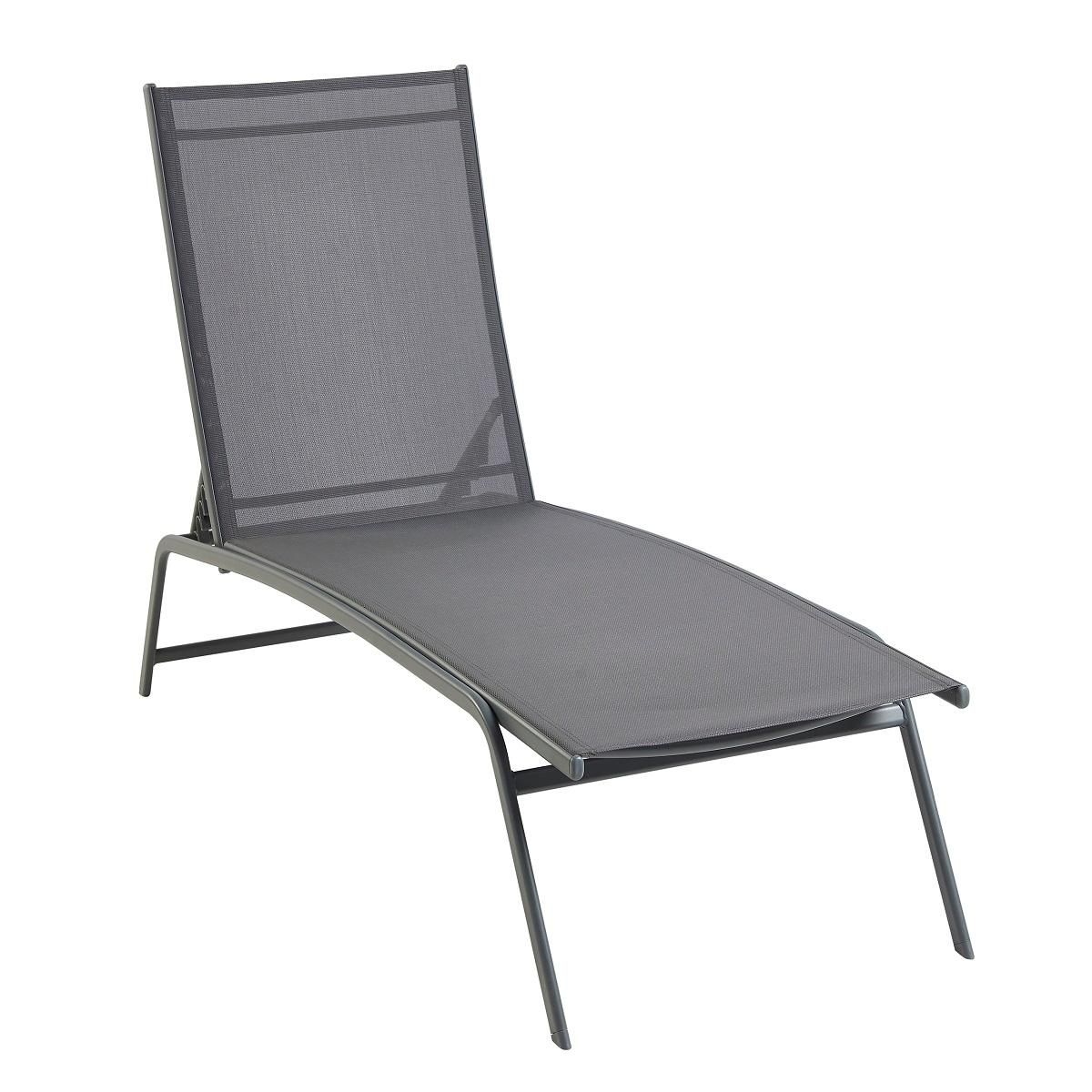 GARDEN STAR Bain de soleil multi-positions - Textilène et acier -  gris 