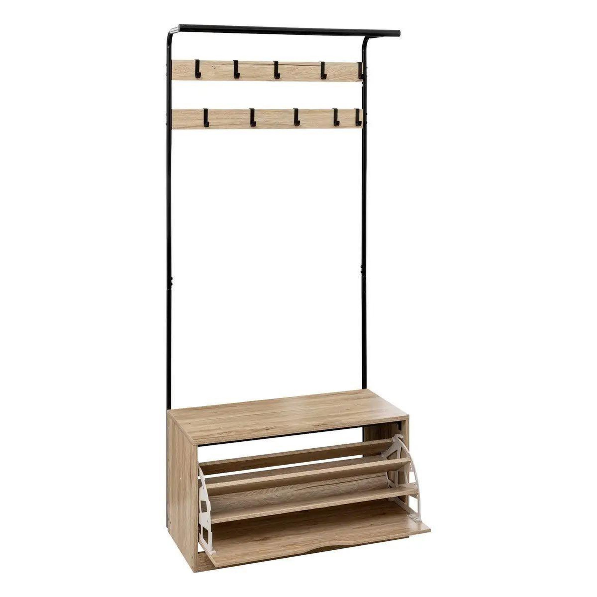 Voir la diapositive 2 : FIVE Meuble d'Entrée Vestiaire  Jano  175cm Naturel
