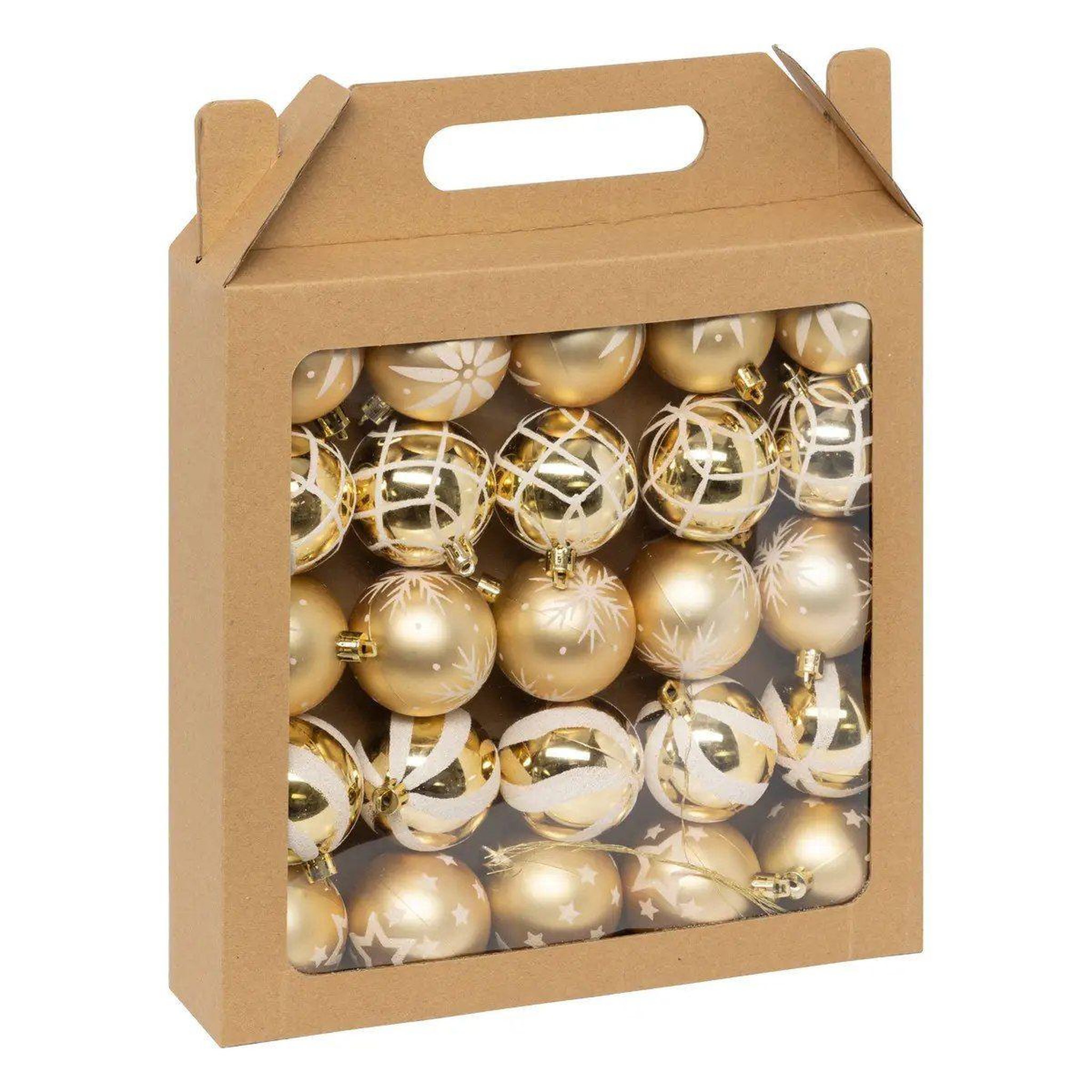 ATMOSPHERA Lot de 25 boules de noël  maison des couleurs  6cm or & blanc