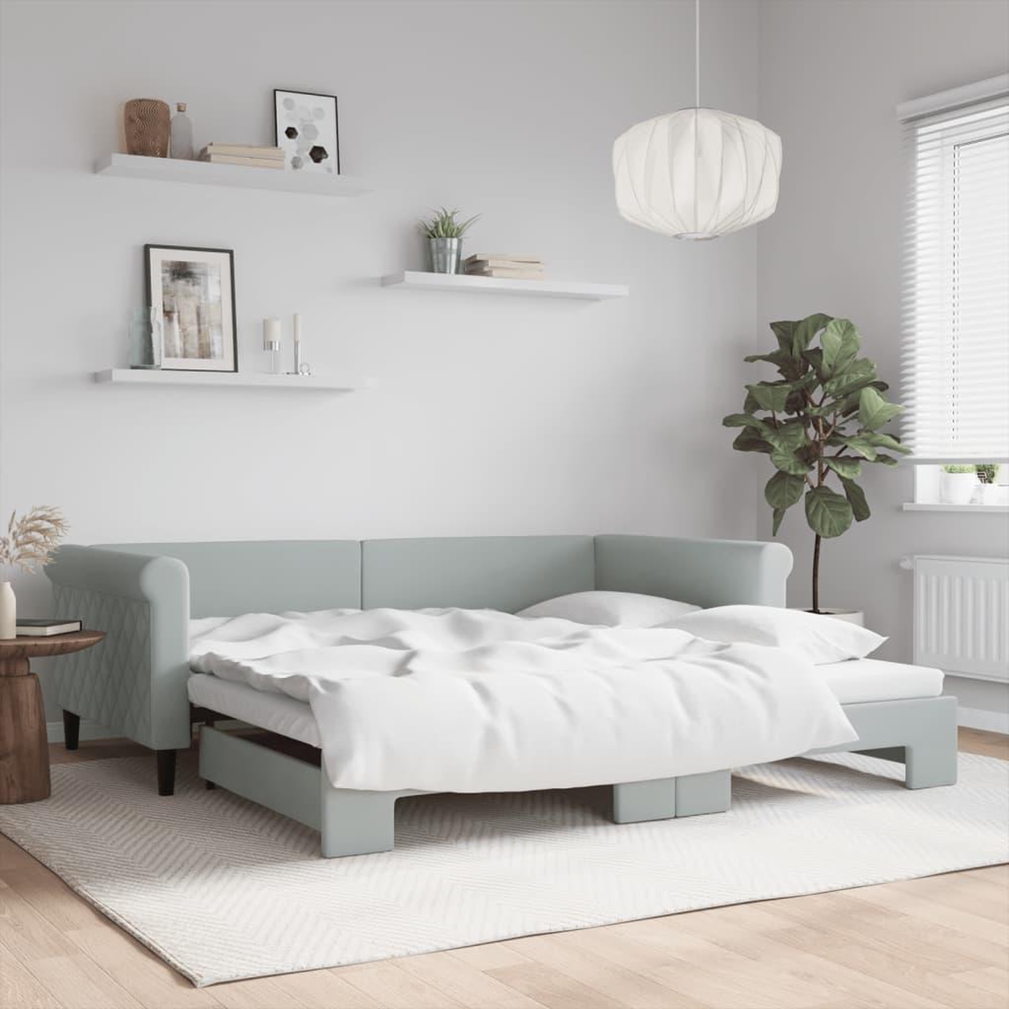 VIDAXL Lit de jour avec gigogne sans matelas gris clair 100x200 cm