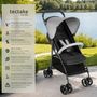 Voir la diapositive 2 : tectake Poussette pliable avec harnais à 5 points noir/gris