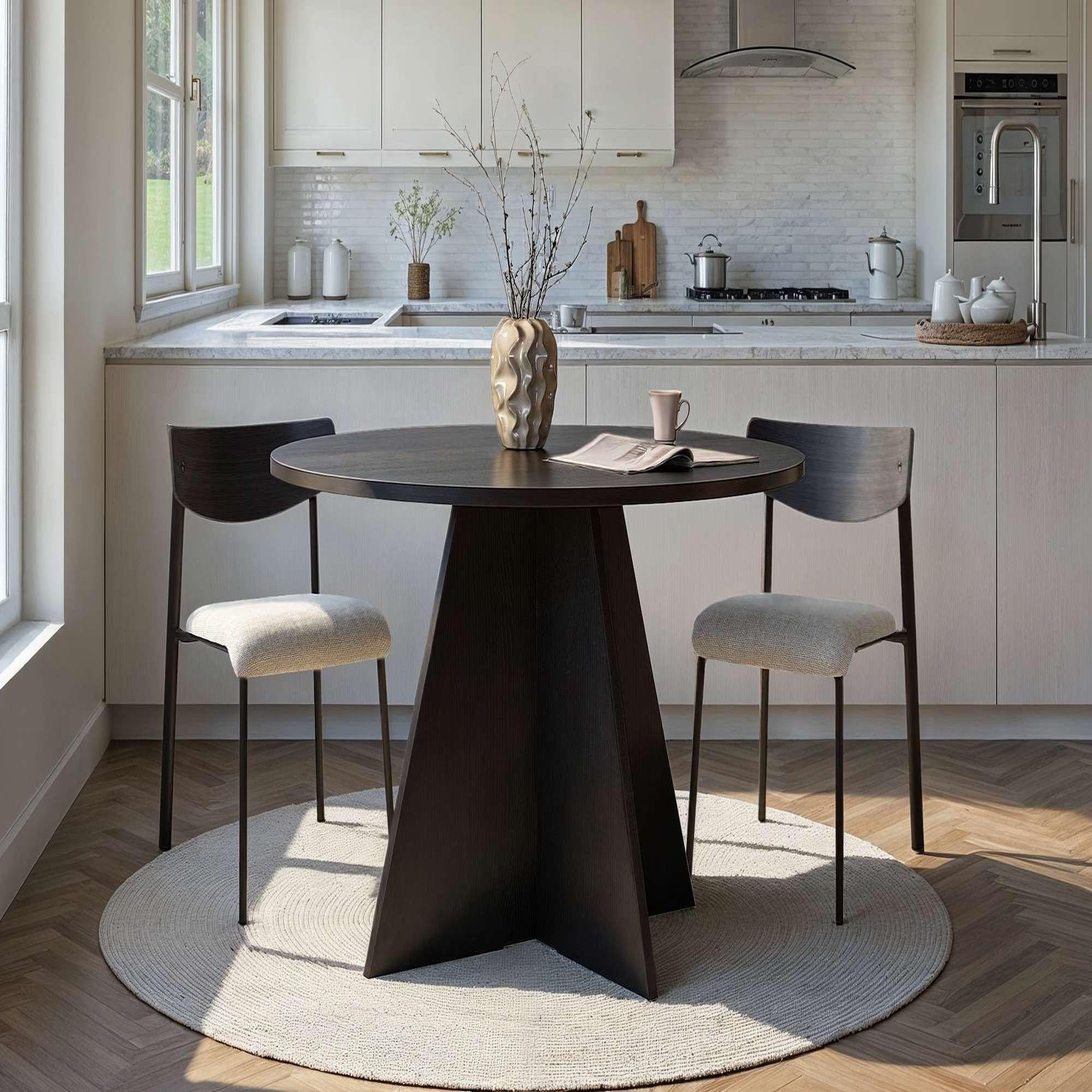 Voir la diapositive 2 : Habitat et Jardin Table à manger en bois  virella  - 120 x 120 x 75 cm - bois noir