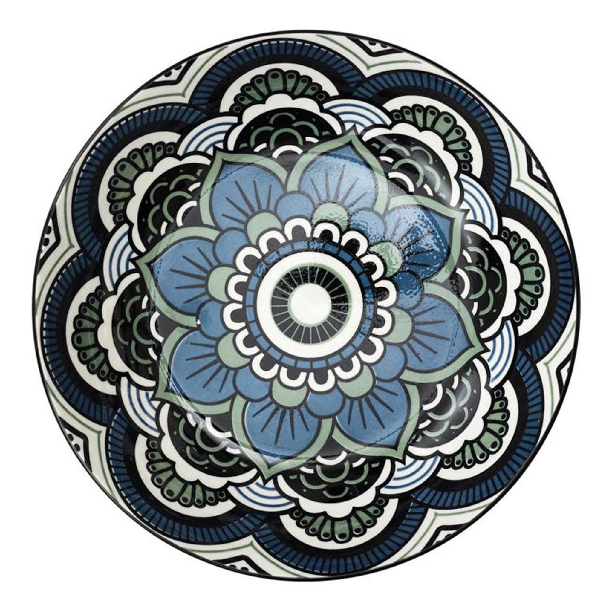 The Home Deco Factory Lot de 6 assiettes creuses  mandala  20cm bleu