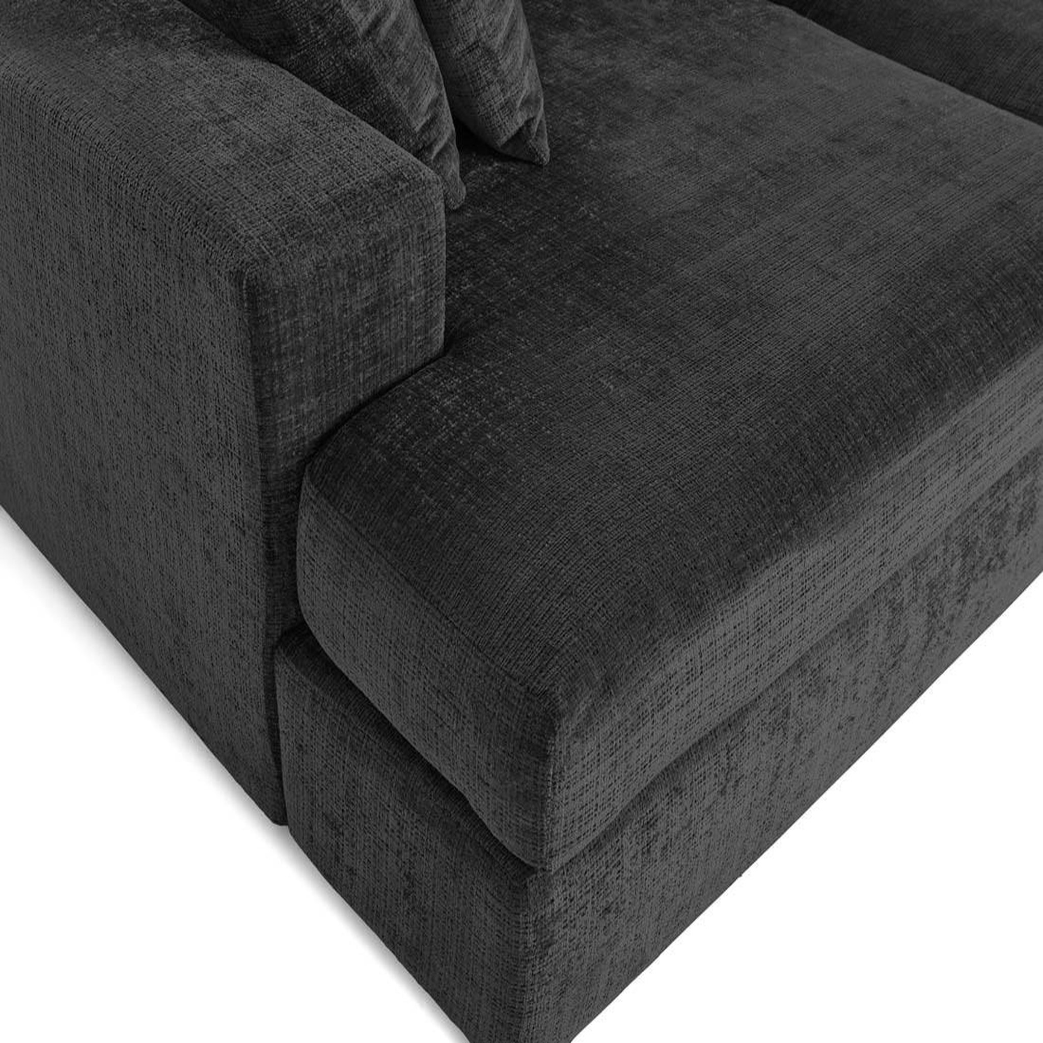Voir la diapositive 6 : BEST MOBILIER Collins - canapé droit 4 places avec double méridienne - assise profonde - en velours texturé