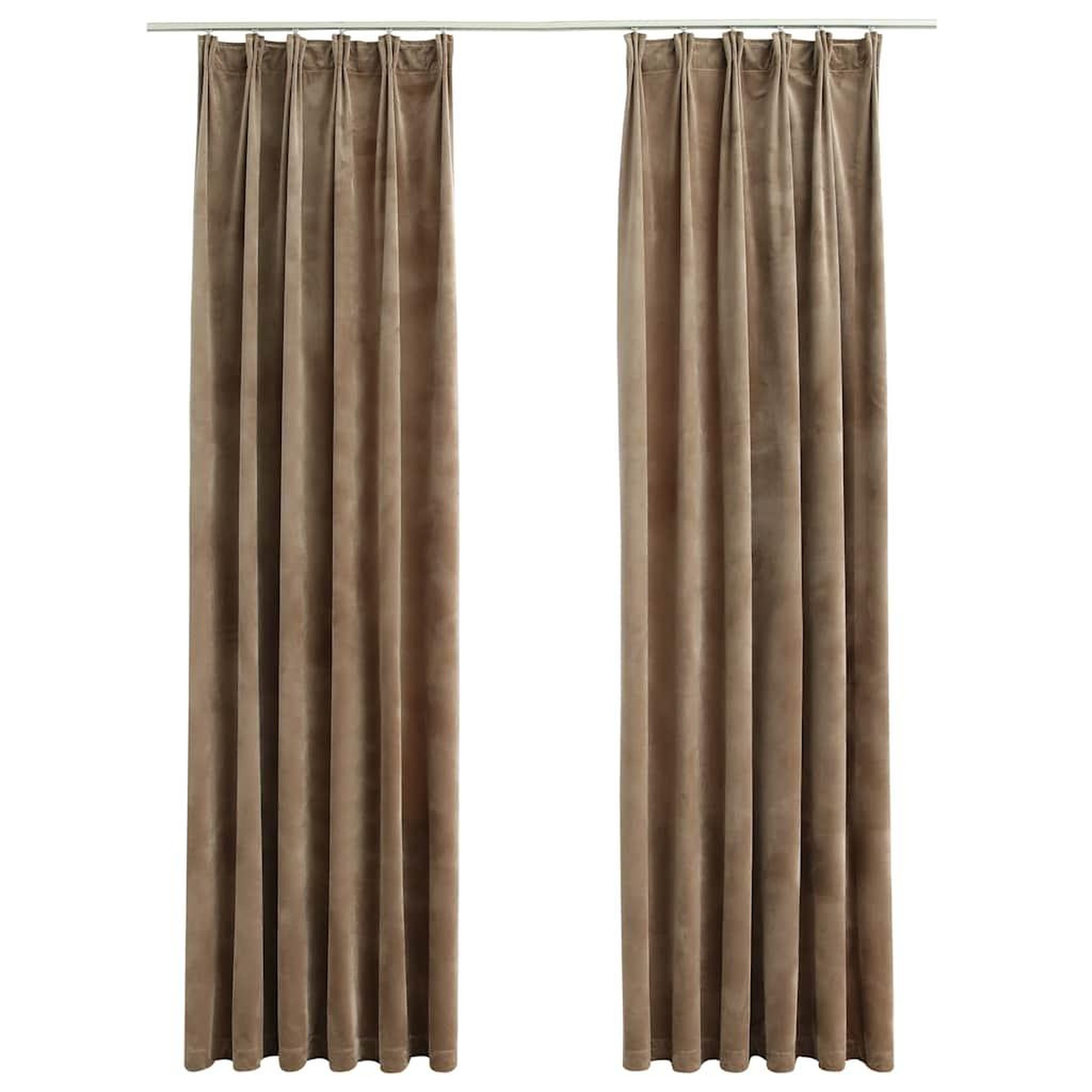 Voir la diapositive 2 : VIDAXL Rideaux occultants avec crochets 2 pcs Velours Beige 140x245 cm