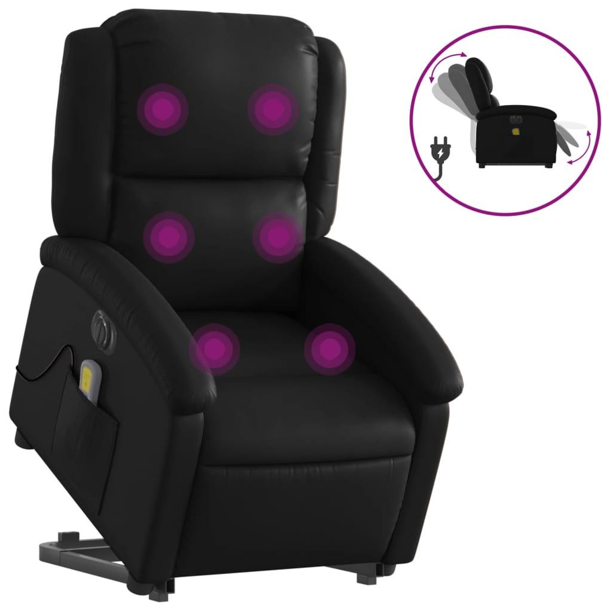 Voir la diapositive 2 : VIDAXL Fauteuil inclinable de massage electrique noir similicuir