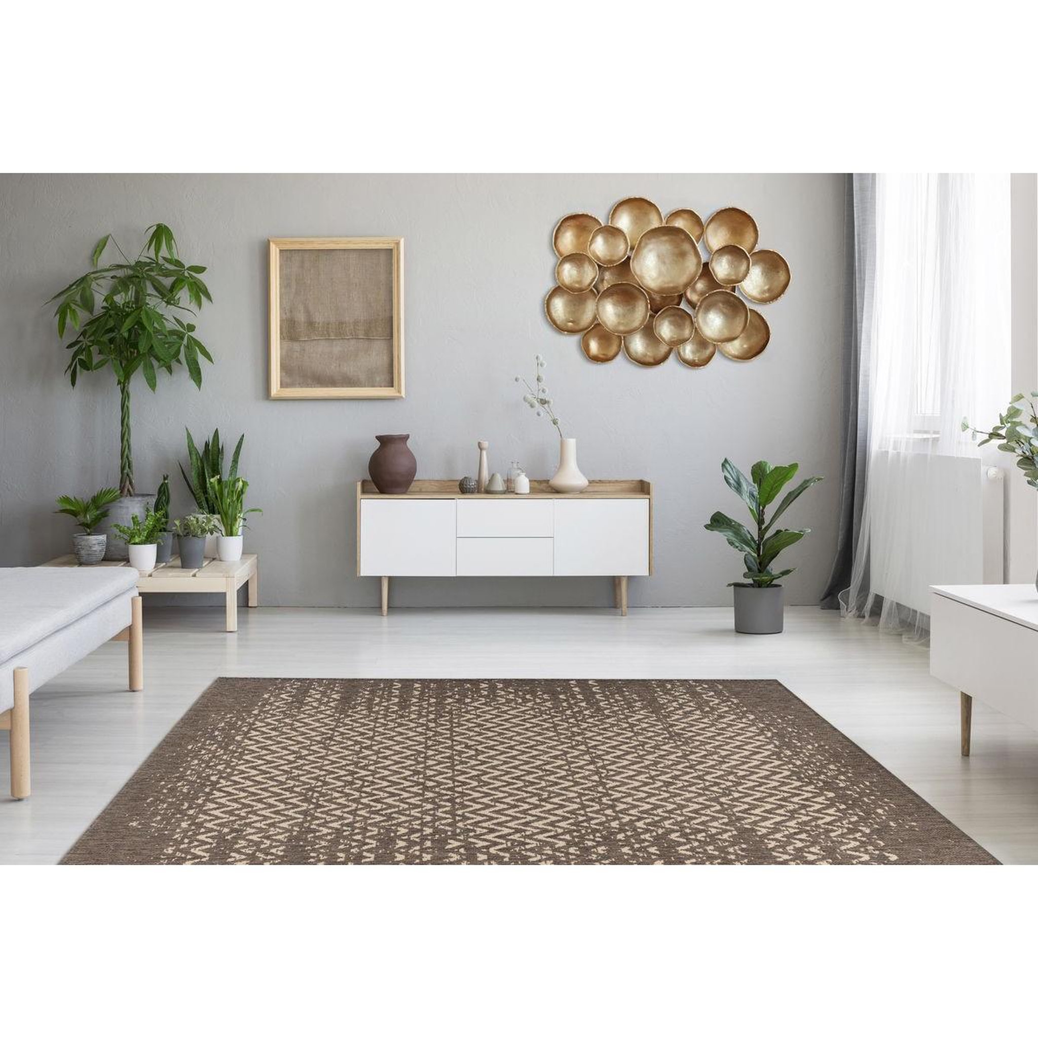 Voir la diapositive 3 : Paris Prix Tapis tissé à poils plats  splash  marron