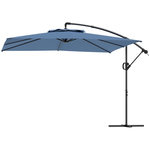 OUTSUNNY Parasol déporté carré 3 x 3 m réglable piètement croix manivelle tissu haute densité 180g/m² UPF50+ bleu