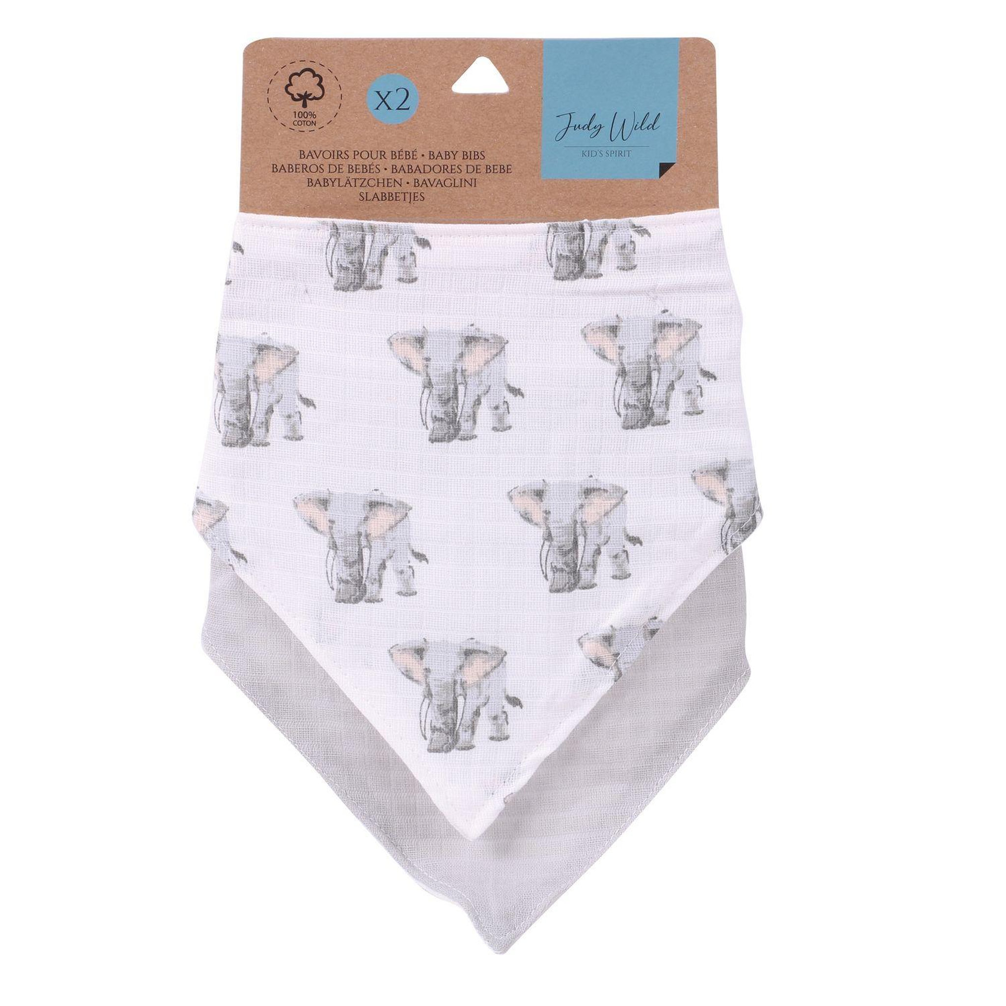 TOILINUX Lot de 2 bavoirs bandana pour enfant. Coloris disponibles : Gris