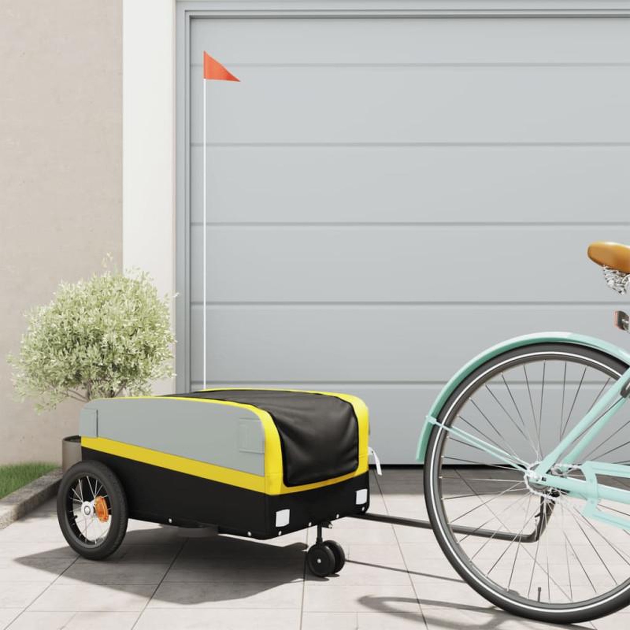 VIDAXL Remorque de vélo noir et jaune 30 kg fer