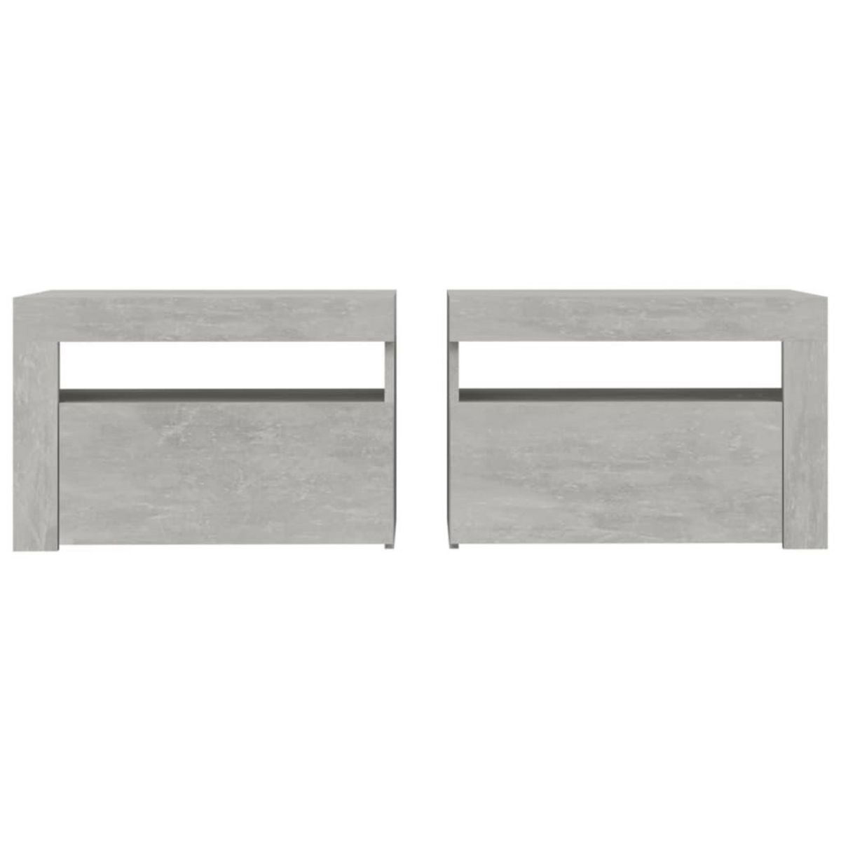VIDAXL Tables de chevet 2 pcs avec LED Gris beton 60x35x40 cm