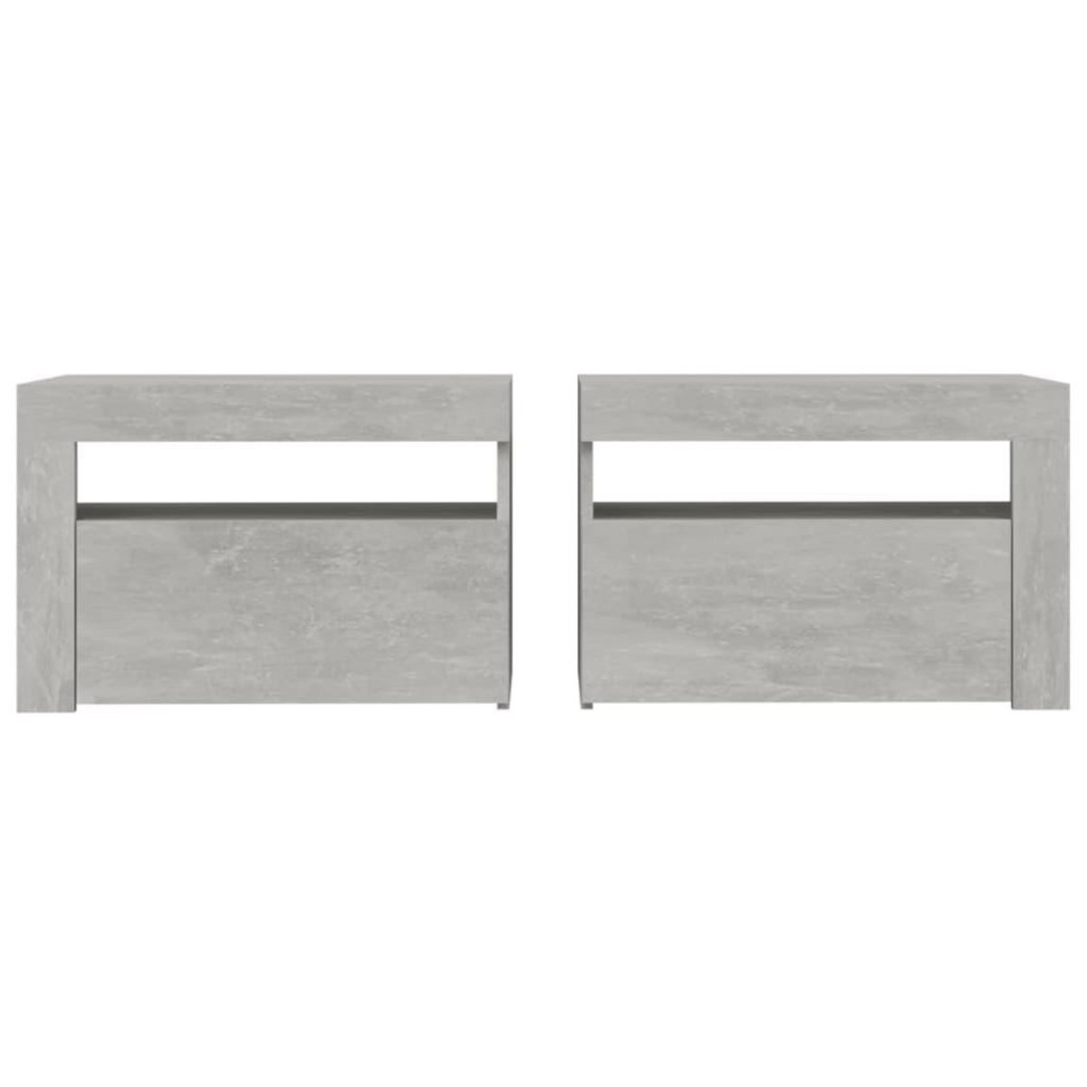 VIDAXL Tables de chevet 2 pcs avec LED Gris beton 60x35x40 cm