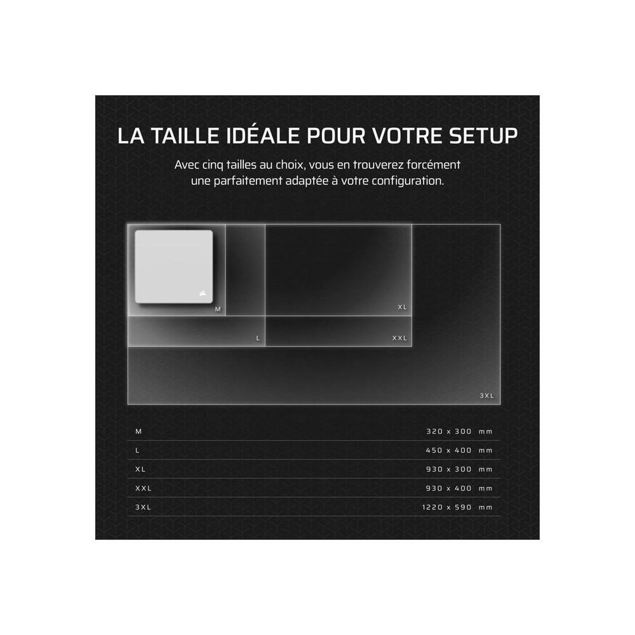 Voir la diapositive 3 : Corsair tapis de souris gaming large gris 450 x 400 mm tissu anti-effilochage base antidérapante