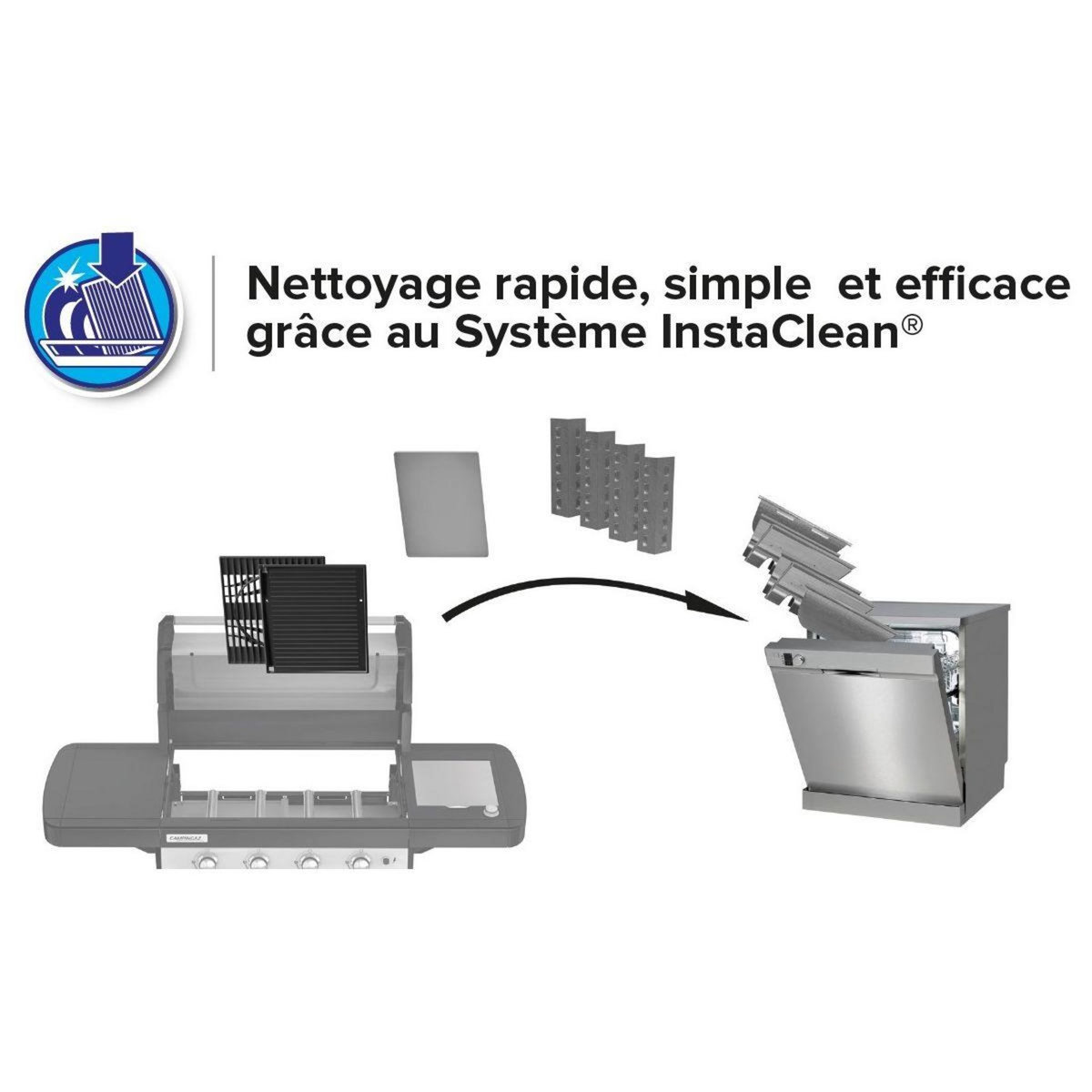 CAMPINGAZ Barbecue gaz 4 Séries Classic LXS inox noir 4 brûleurs sur chariot, 78x45 cm