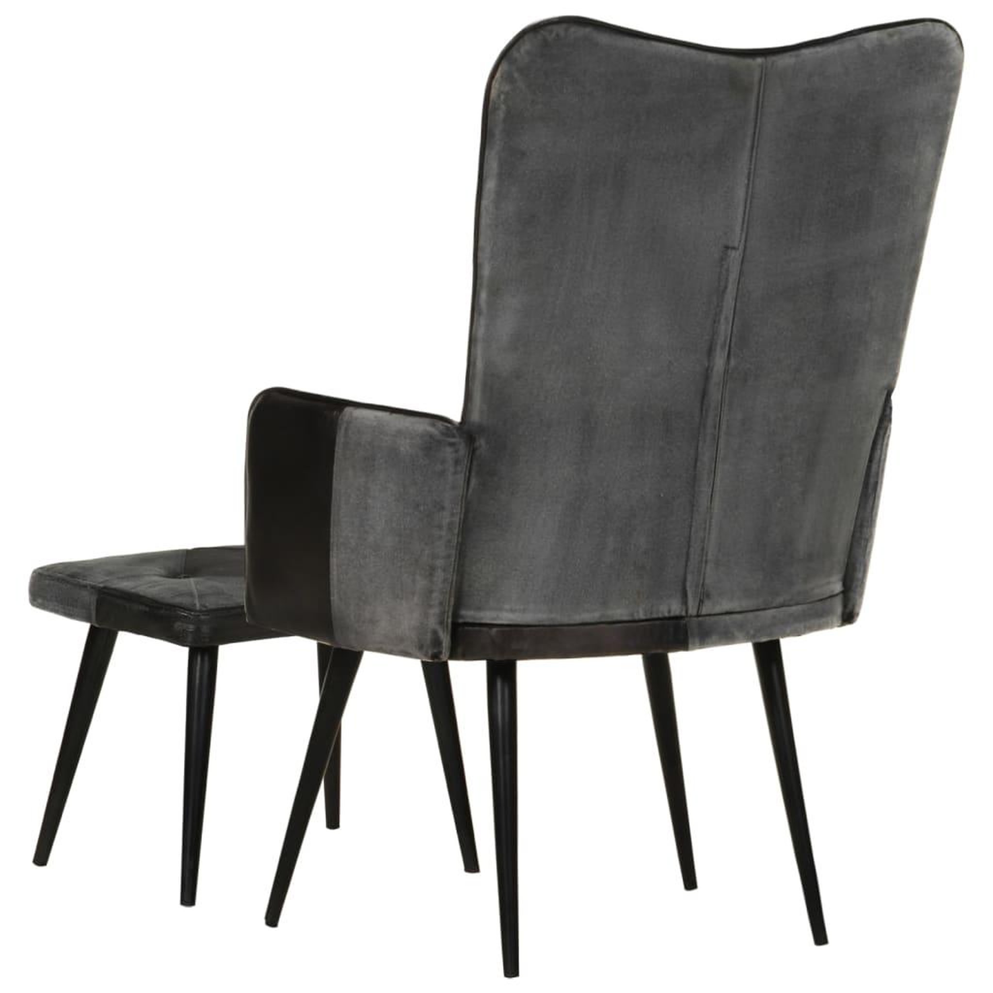 Voir la diapositive 4 : VIDAXL Fauteuil avec repose-pieds Noir Cuir veritable et toile
