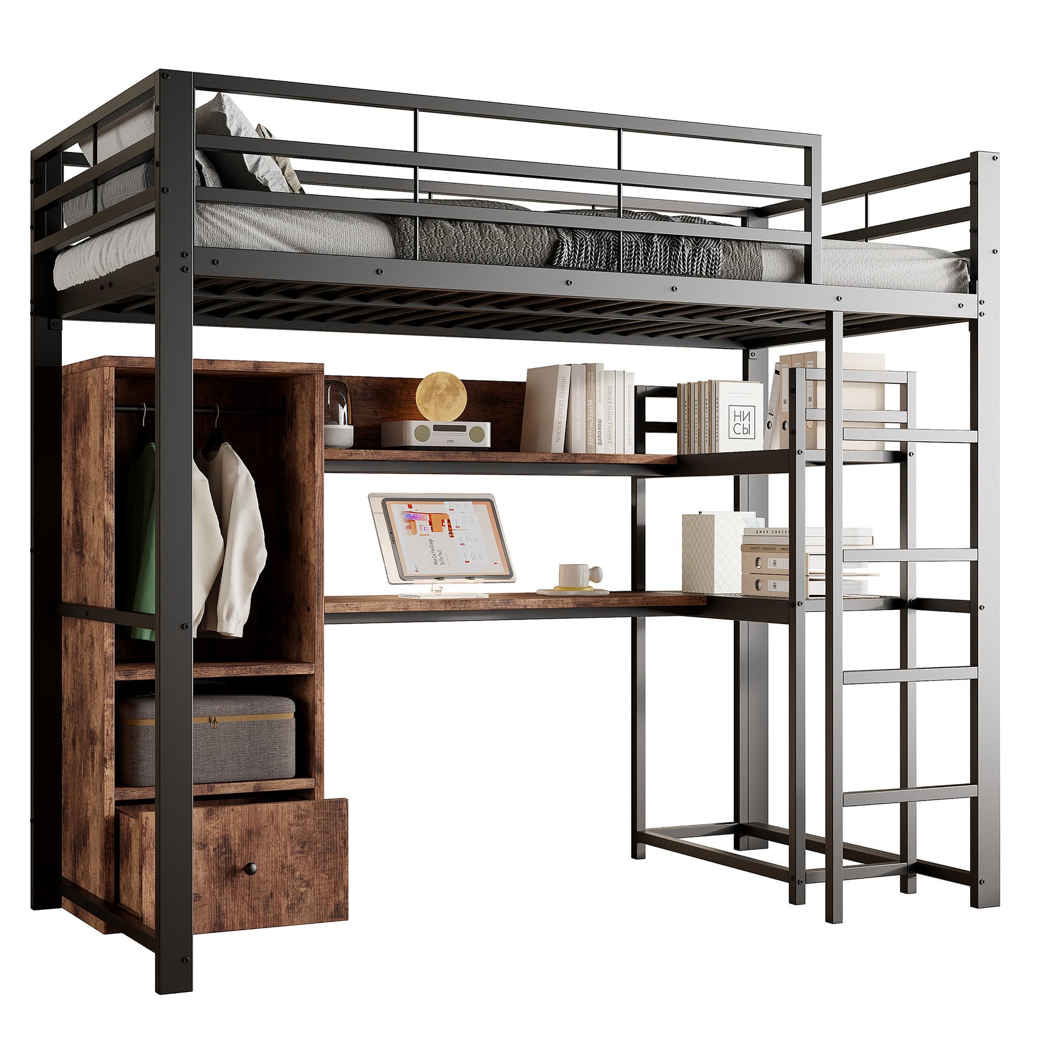 MERAX Lit mezzanine. Coloris disponibles : Noir, Blanc