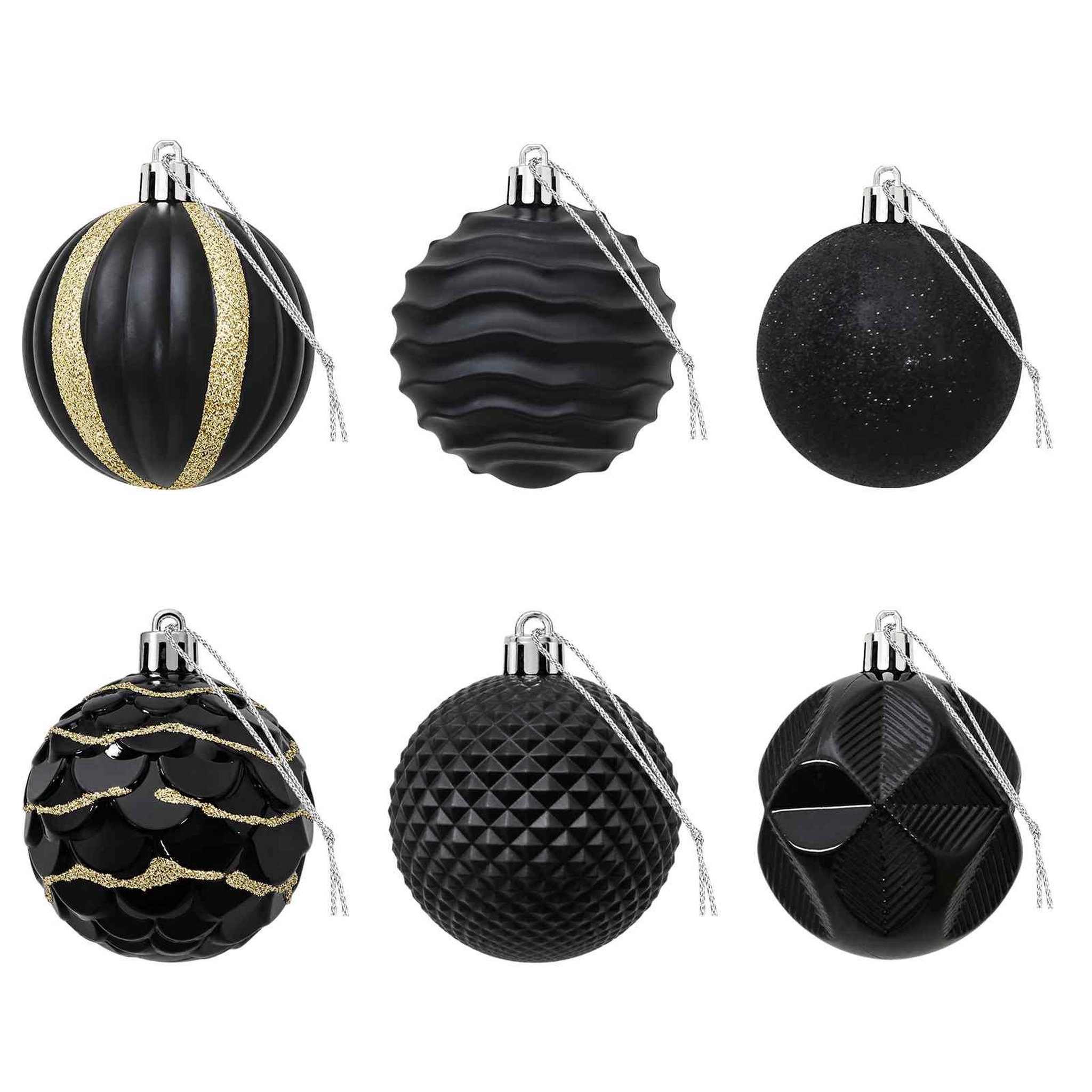 Voir la diapositive 5 : VIDAXL Ensemble de boules de Noël 36 pc Noir Diam. 6 cm Polystyrene