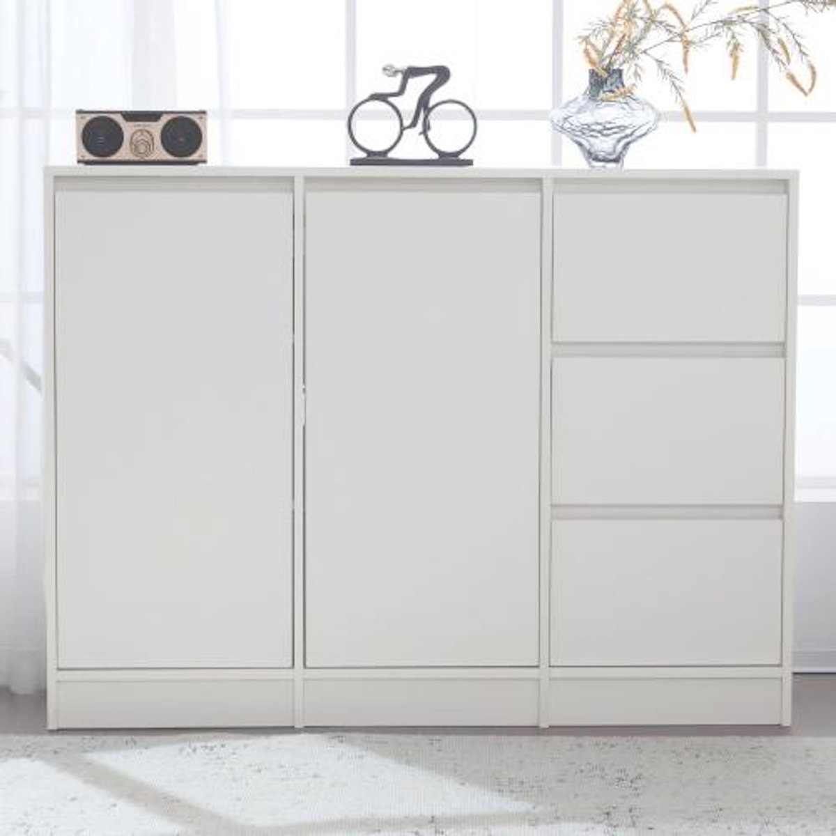 MERAX Buffet 2 porte(s) 3 tiroir(s) - 120 cm blanc panneaux de particules