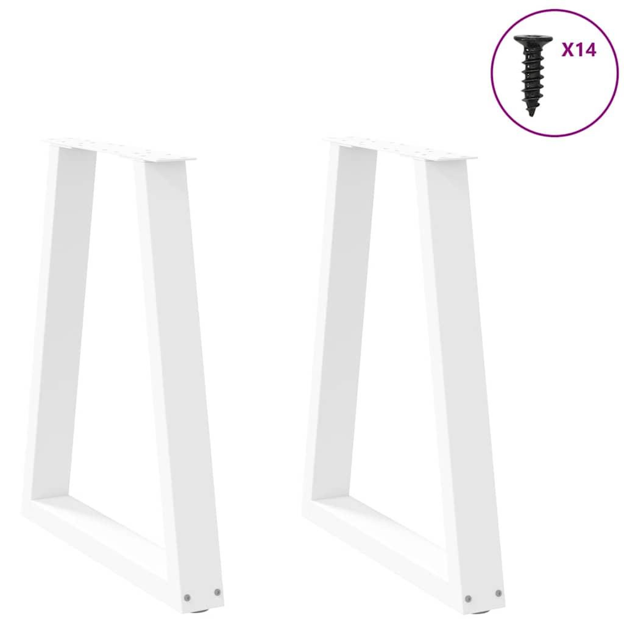Voir la diapositive 3 : VIDAXL Pieds de table basse forme de V 2 pcs blanc 50x(72-73) cm acier