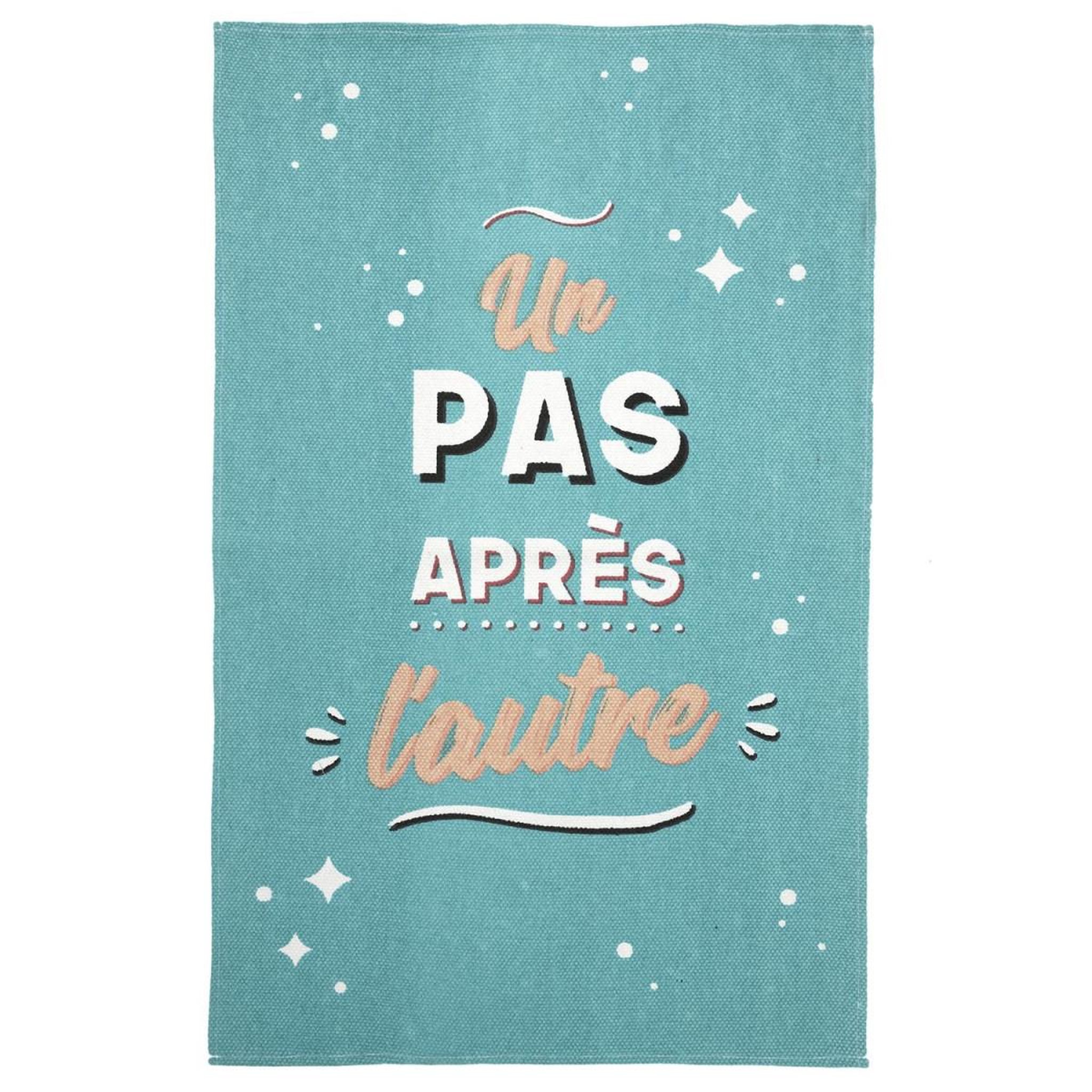 The Home Deco Factory Tapis déco  un pas après l'autre  50x80cm bleu