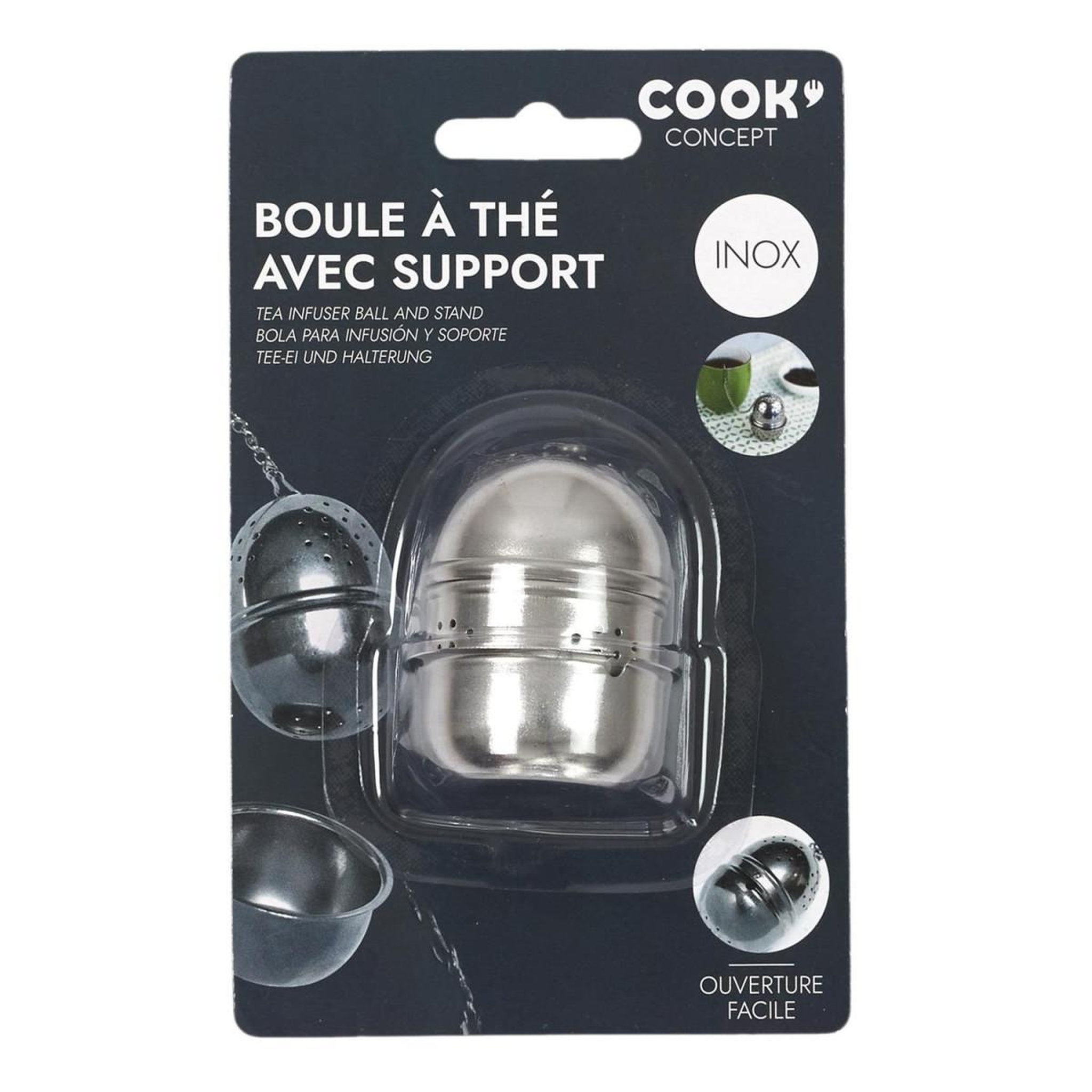Voir la diapositive 4 : COOK CONCEPT Boule à thé & support  déborde  5cm argent