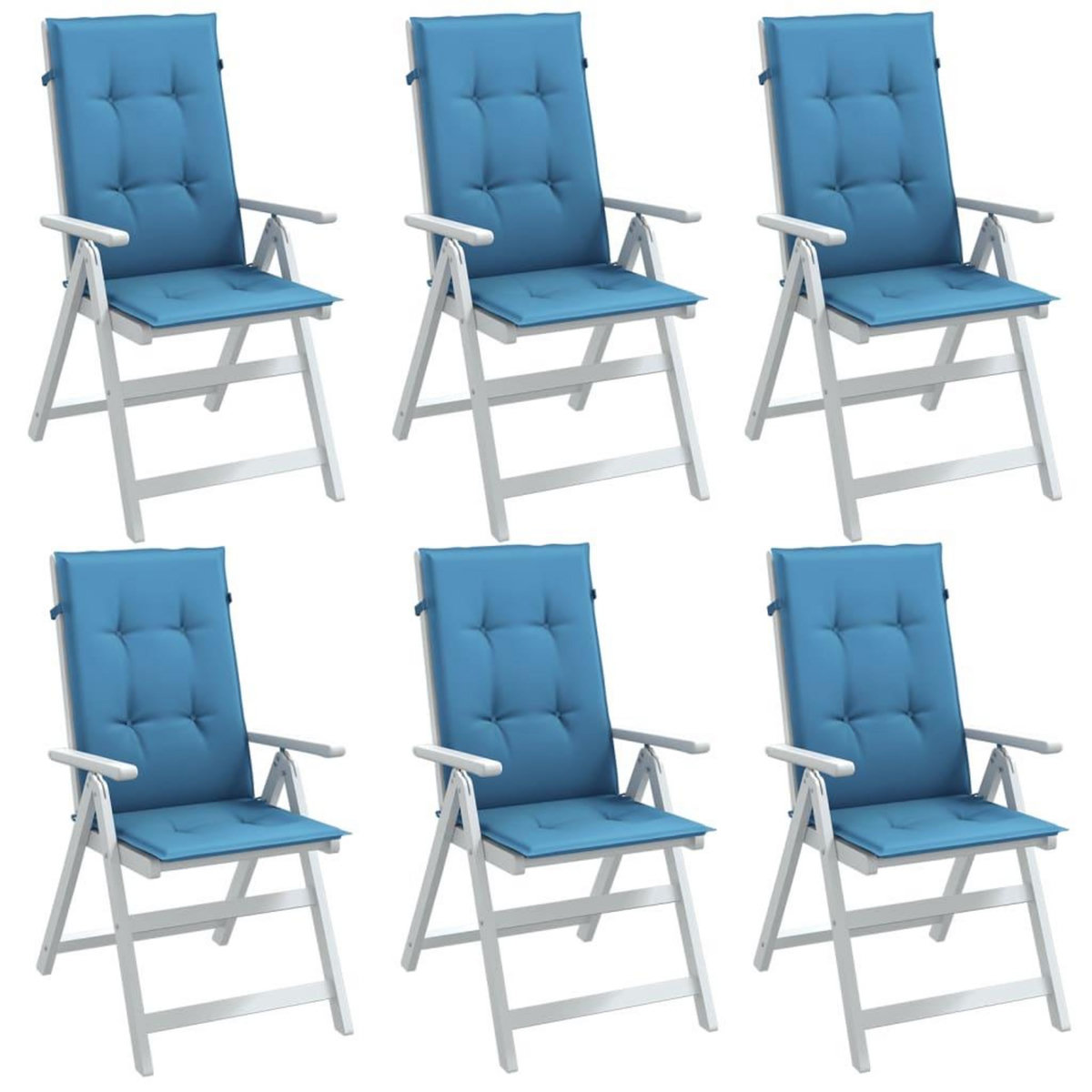 VIDAXL Coussins de chaise a dossier haut lot de 6 bleu melange tissu