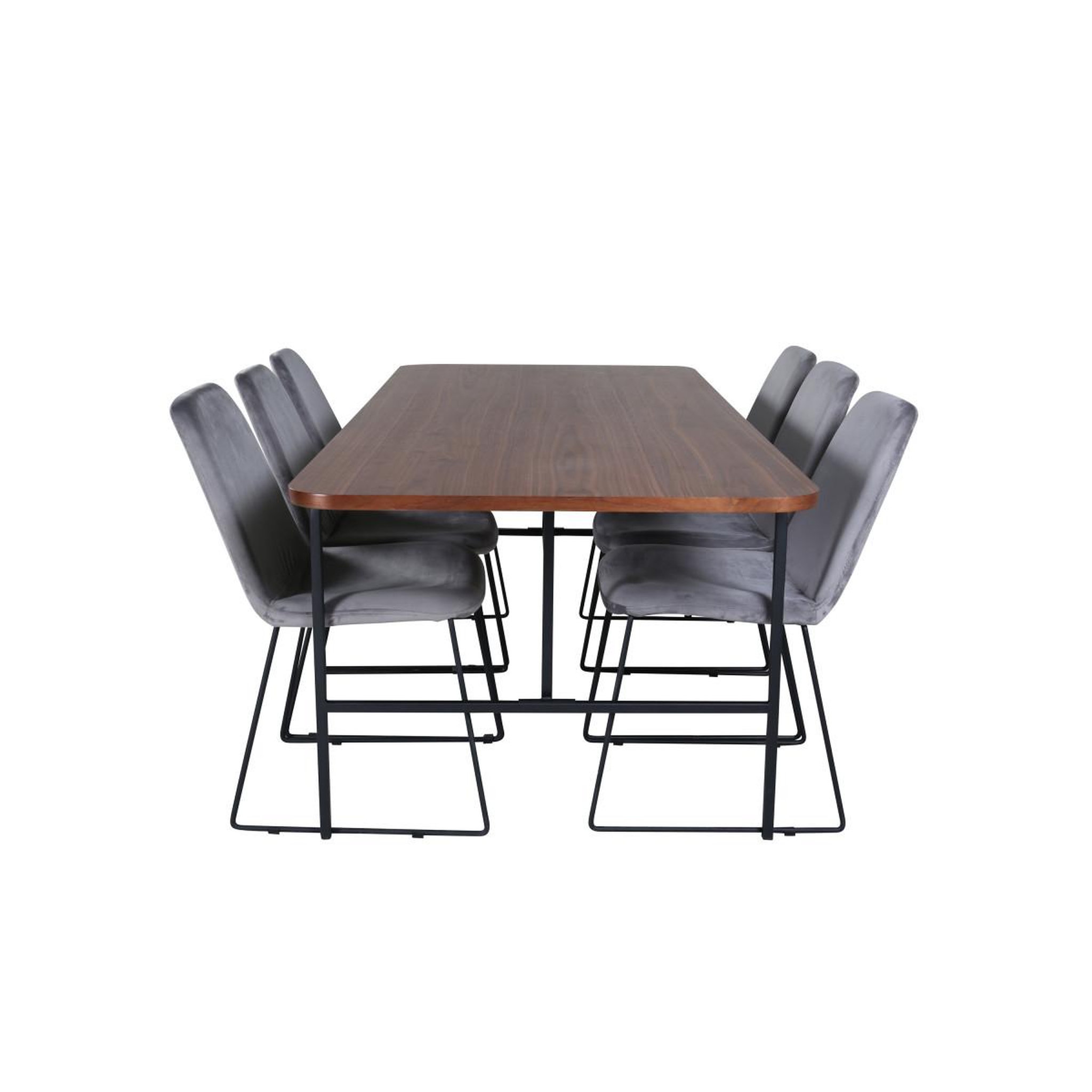 Voir la diapositive 2 : Paris Prix Ensemble table à manger & 6 chaises  uno & muce  200cm gris & marron