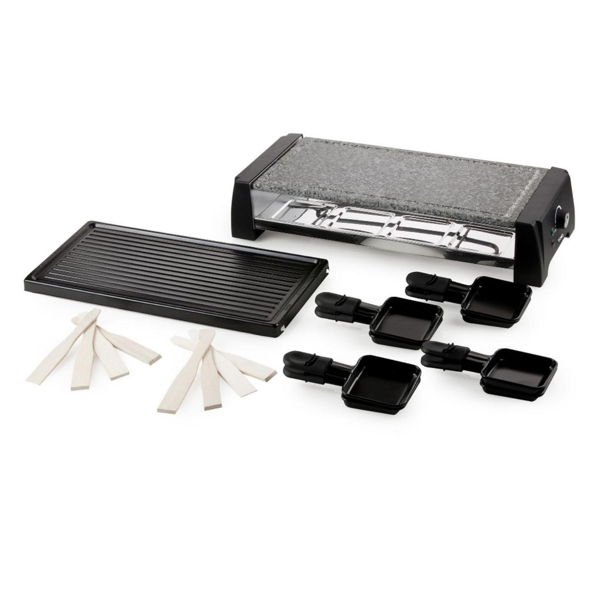 Voir la diapositive 6 : Domo Appareil à raclette 8 personnes 1200w + pierre à griller - DO9189G