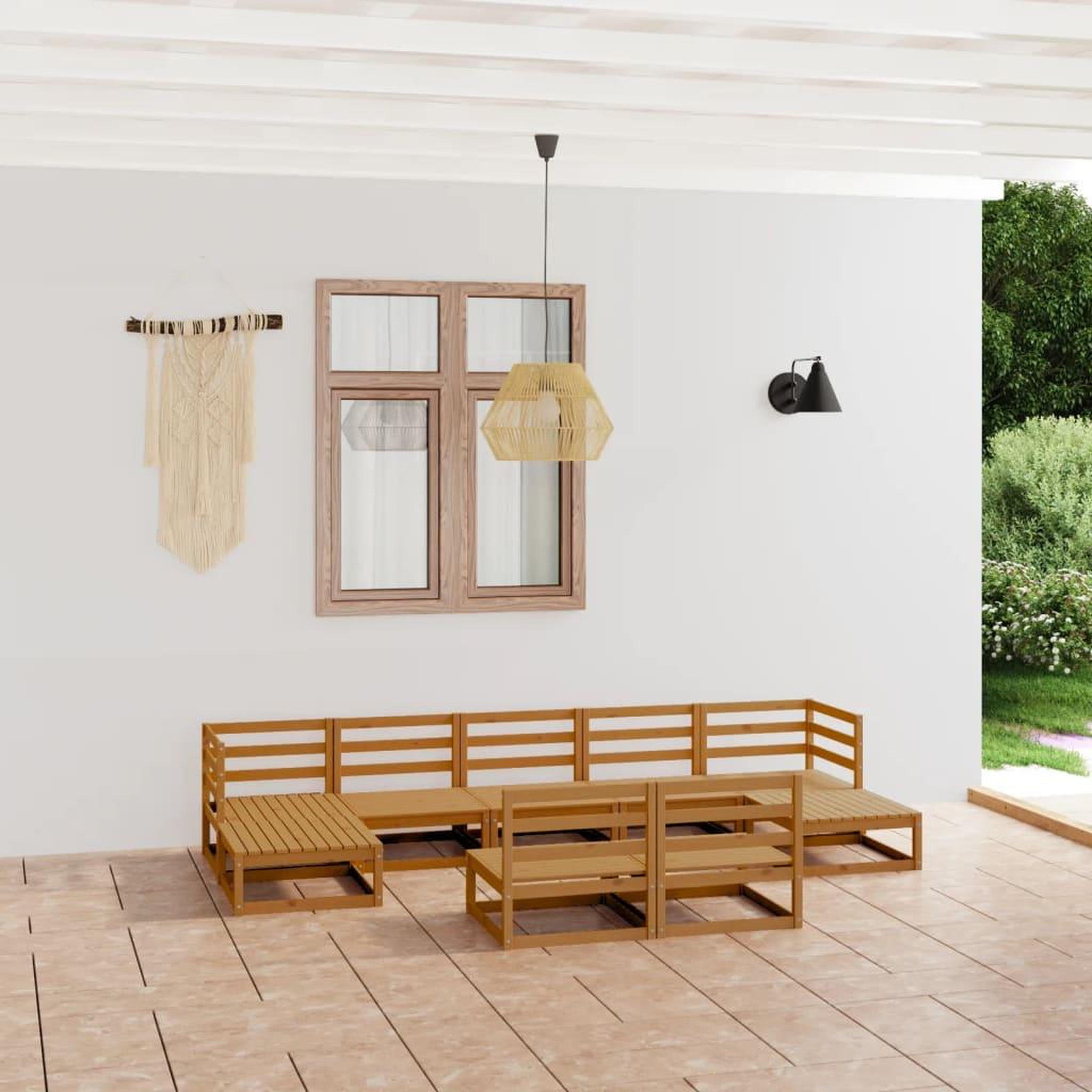 Voir la diapositive 1 : VIDAXL Salon de jardin 9 pcs bois de pin massif