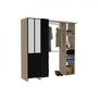 Voir la diapositive 4 : EKIPA Dressing ARTIC avec rideau - EKIPA - Décor Chene et noir - 1 colonne + 1 armoire + 2 penderies + 2 tiroirs