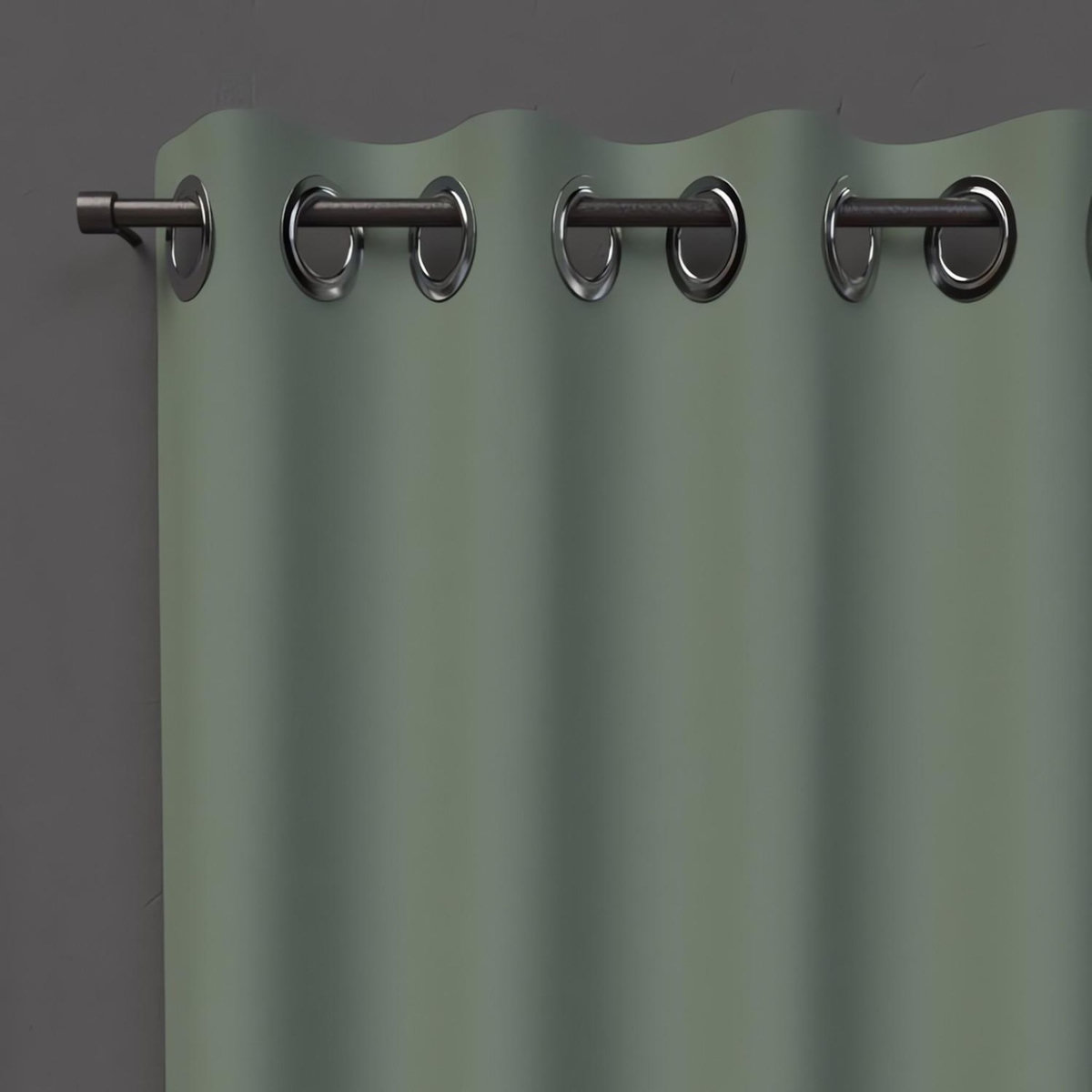 SOLEIL D'OCRE Rideau à oeillets OCCULTANT vert, par Soleil d'ocre
