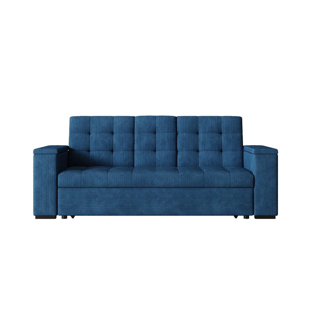 CONCEPT USINE Canapé 3 places convertibles bleu velours côtelé NOHO
