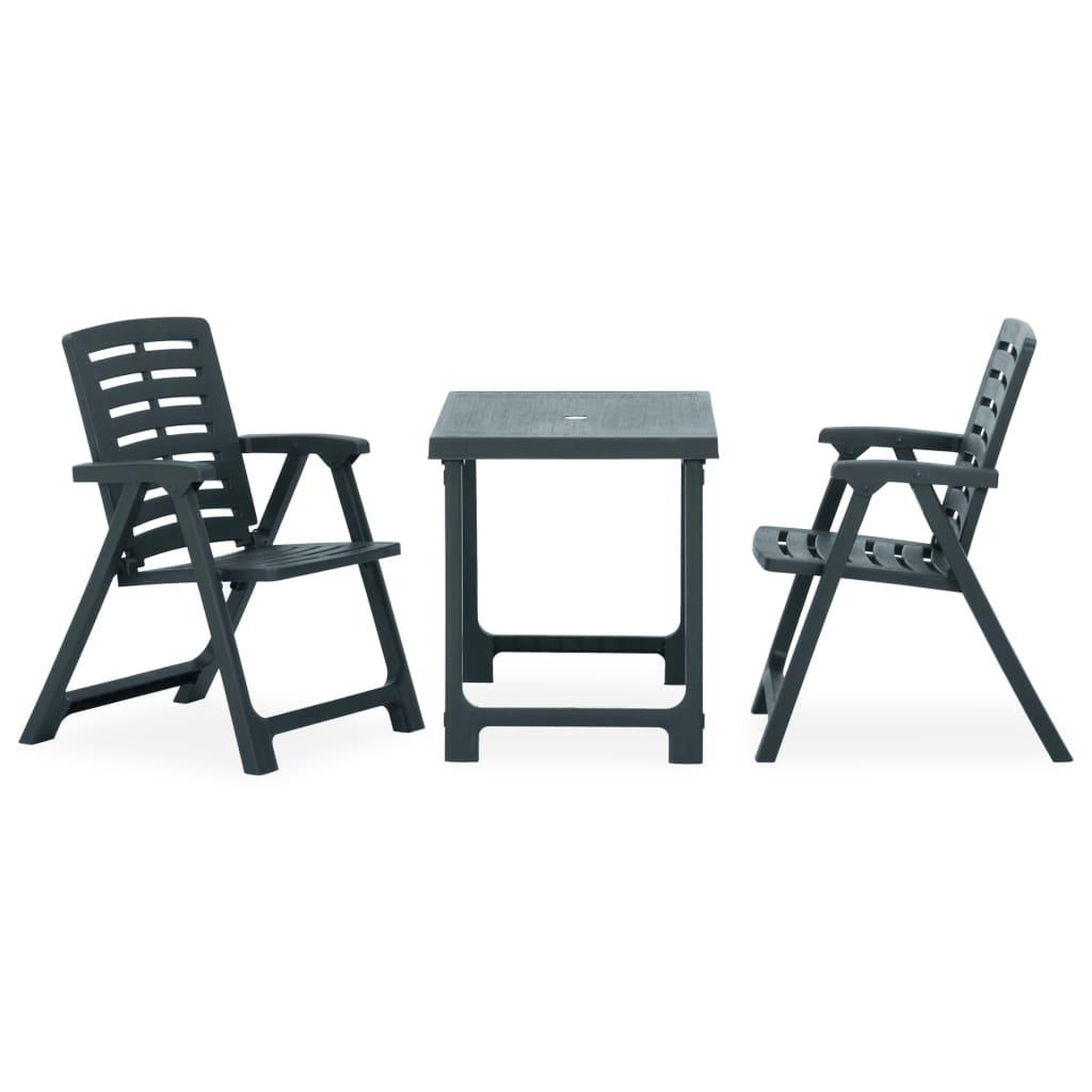 Voir la diapositive 2 : VIDAXL Ensemble de bistro pliable 3 pcs Plastique Vert