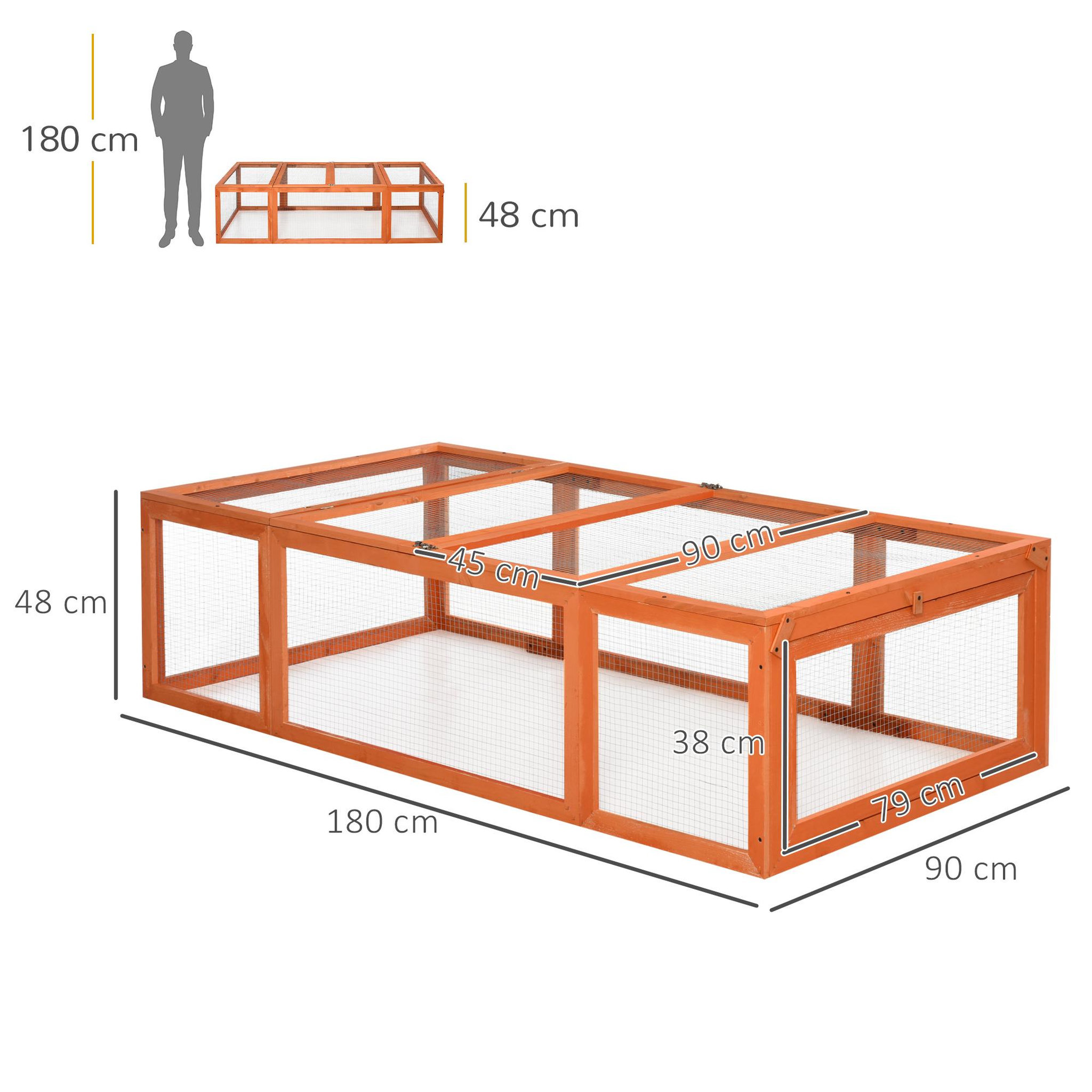 Voir la diapositive 3 : PAWHUT Clapier cage à lapins extérieur intérieur 2 + 1 portes 180 x 90 x 48 cm bois pin pré-huilé