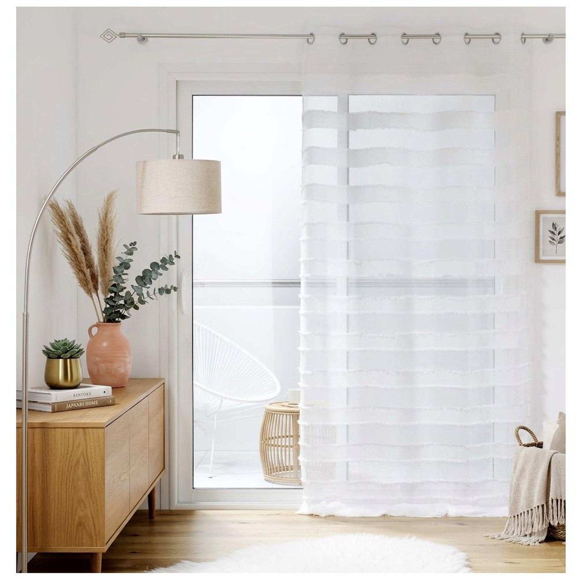 Voir la diapositive 2 : Eden Voilage sable a rayure lalina design et moderne