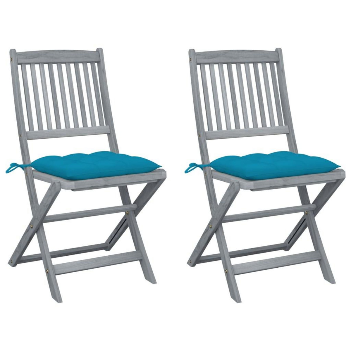 VIDAXL Chaises pliables d'exterieur lot de 2 et coussins Bois d'acacia