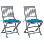 VIDAXL Chaises pliables d'exterieur lot de 2 et coussins Bois d'acacia