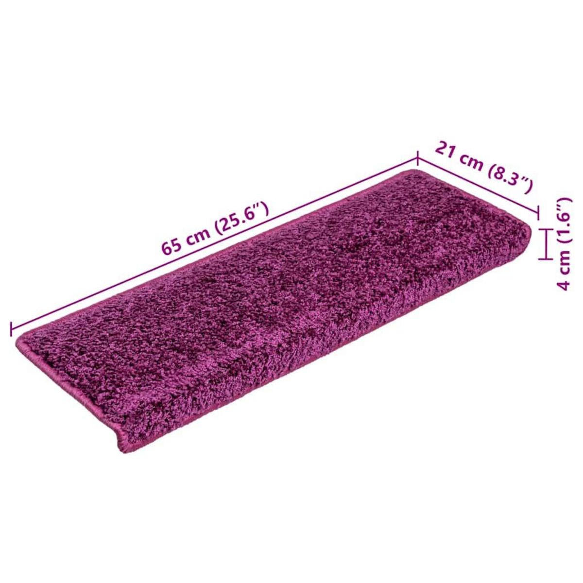VIDAXL Tapis d'escalier 20 pcs 65x21x4 cm violet