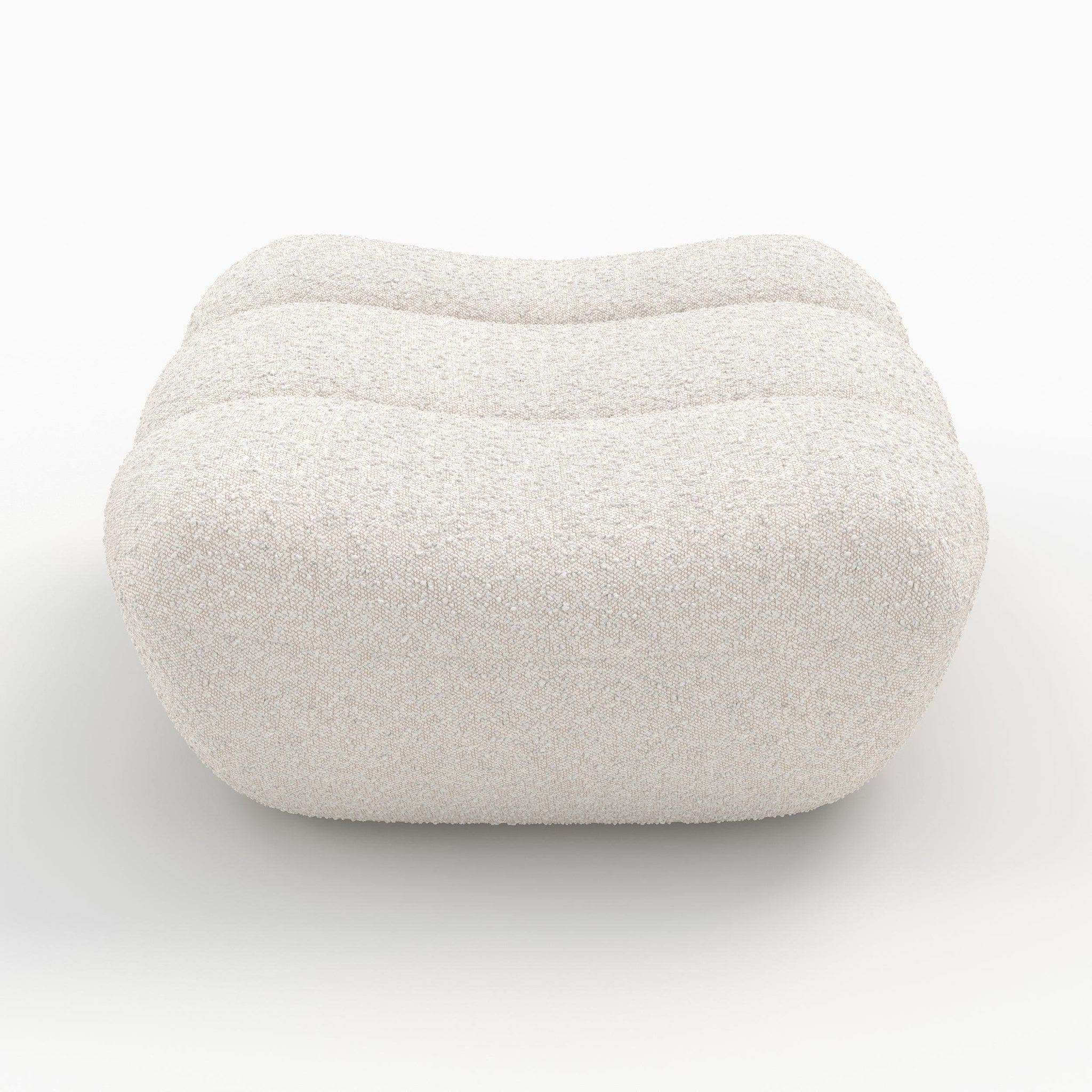 Voir la diapositive 3 : MAISON PAVANE Pouf repose-pieds en tissu bouclé blanc-teddy
