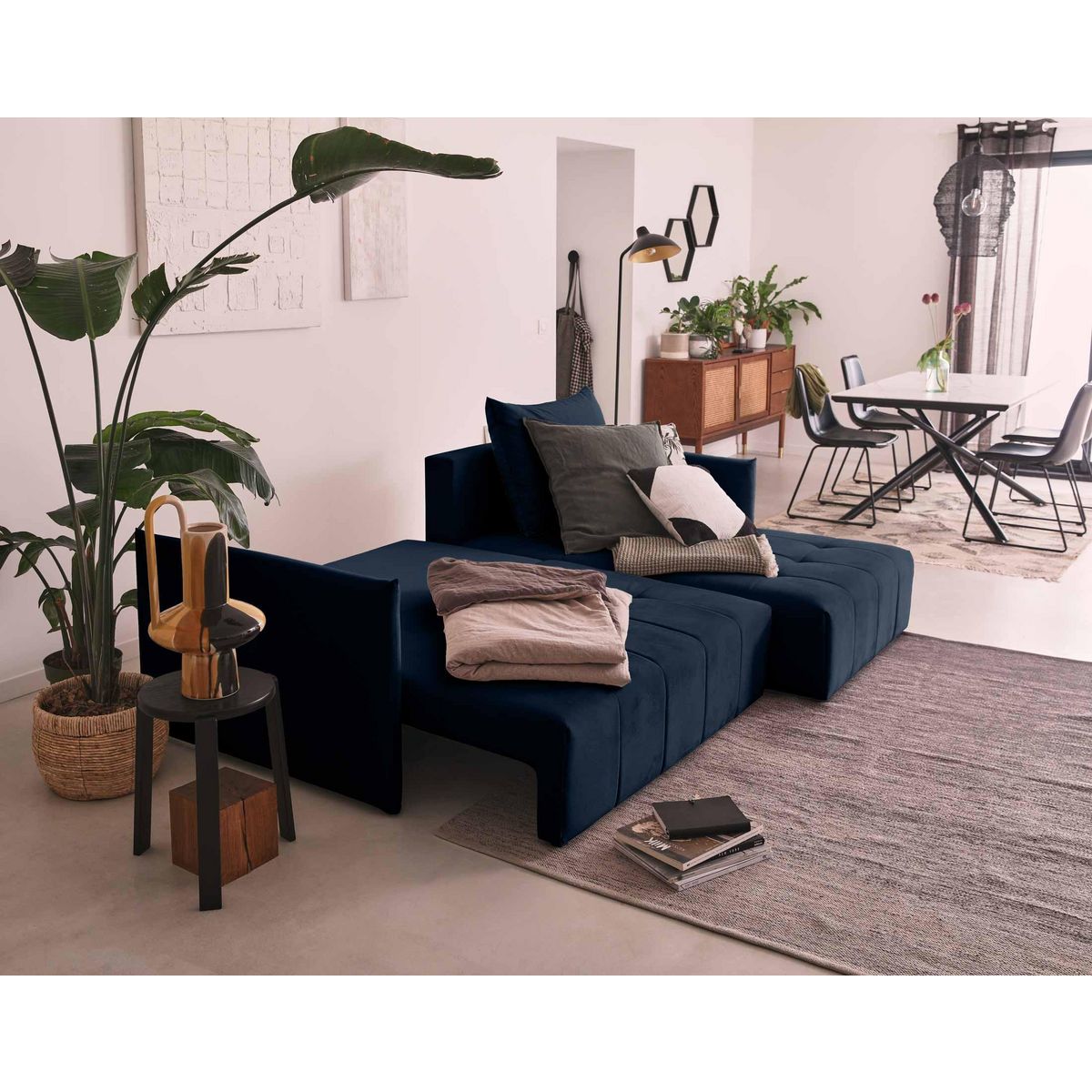 BEST MOBILIER Petra - canapé d'angle réversible - convertible avec coffre - 4 places - en velours