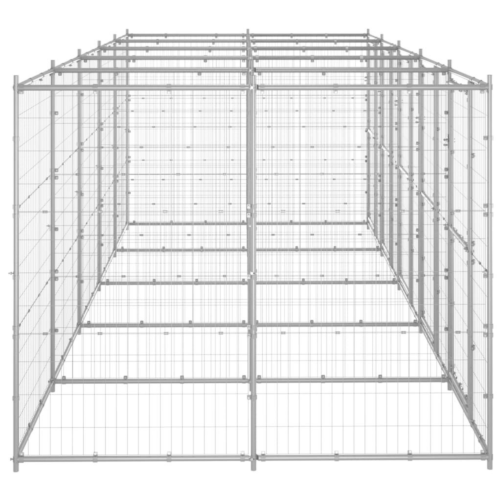 Voir la diapositive 3 : VIDAXL Chenil exterieur Acier galvanise 12,1 m²