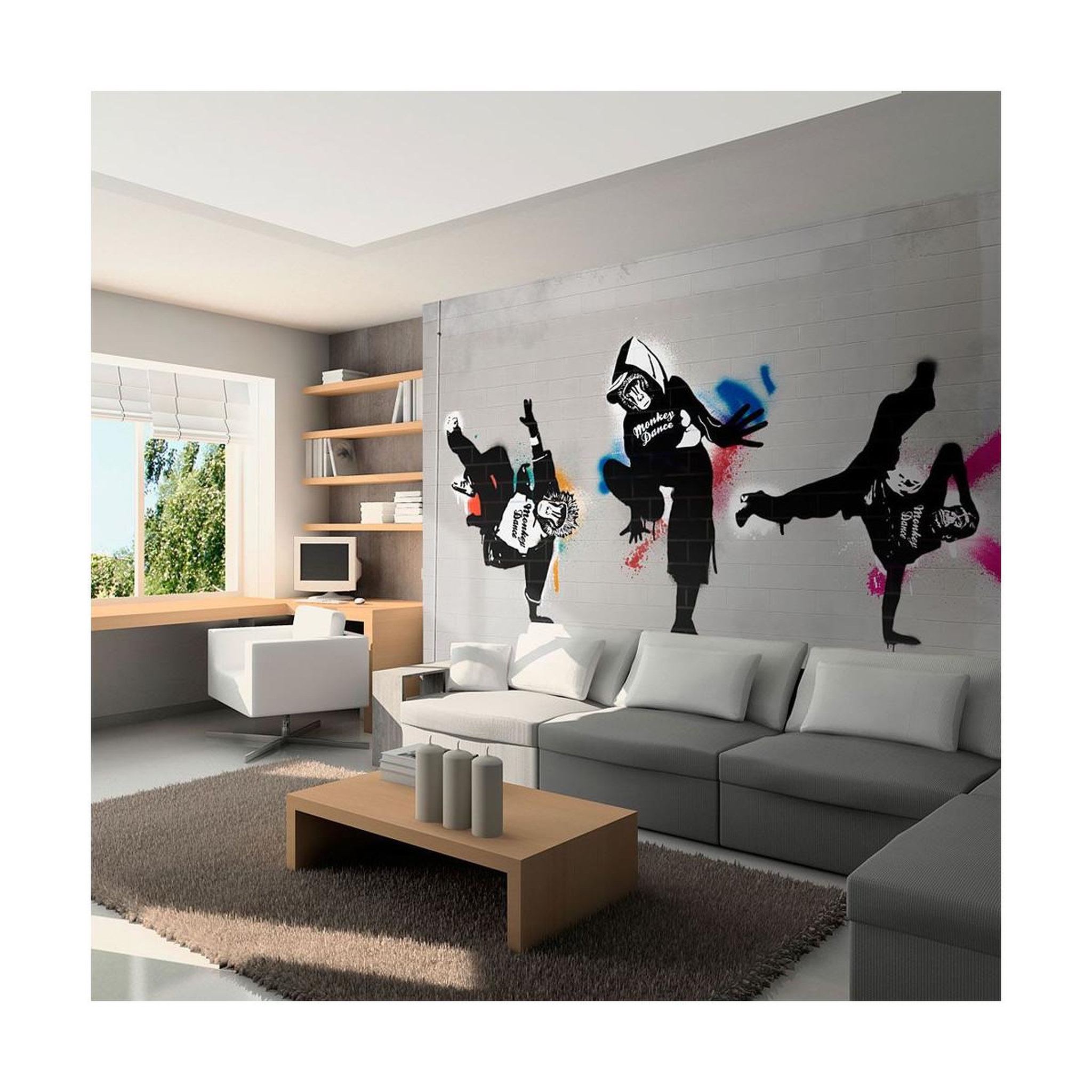 Voir la diapositive 1 : Paris Prix Papier peint  monkey dance street art
