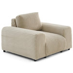 LISA DESIGN Garance - fauteuil en velours côtelé grosses côtes. Coloris disponibles : Gris, Bleu, Orange, Noir, Blanc, Beige, Vert